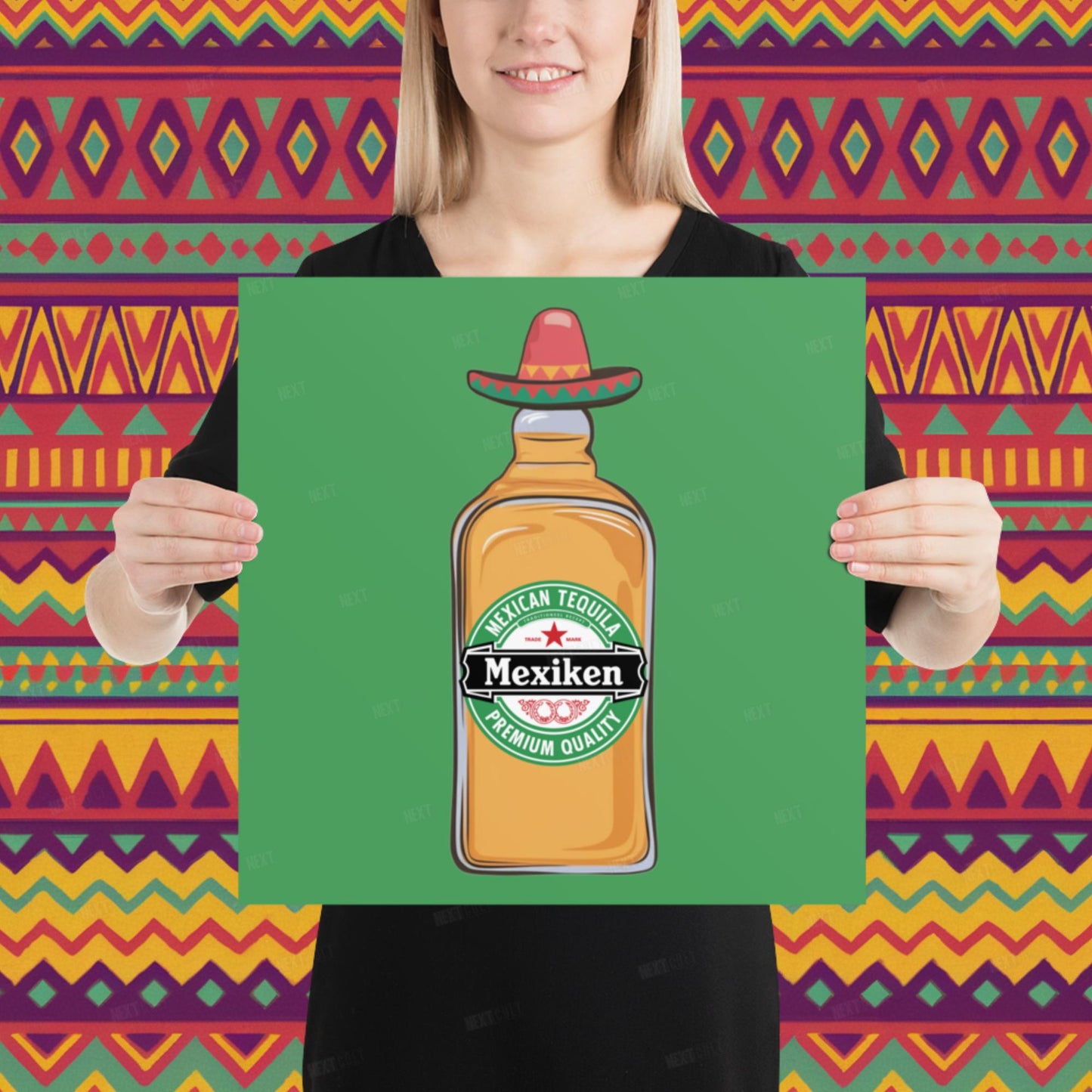 Mexiken Mexican Tequila Funny Heineken Beer Parody Poster 16″×16″ Posters Mexico Next Cult Brand
