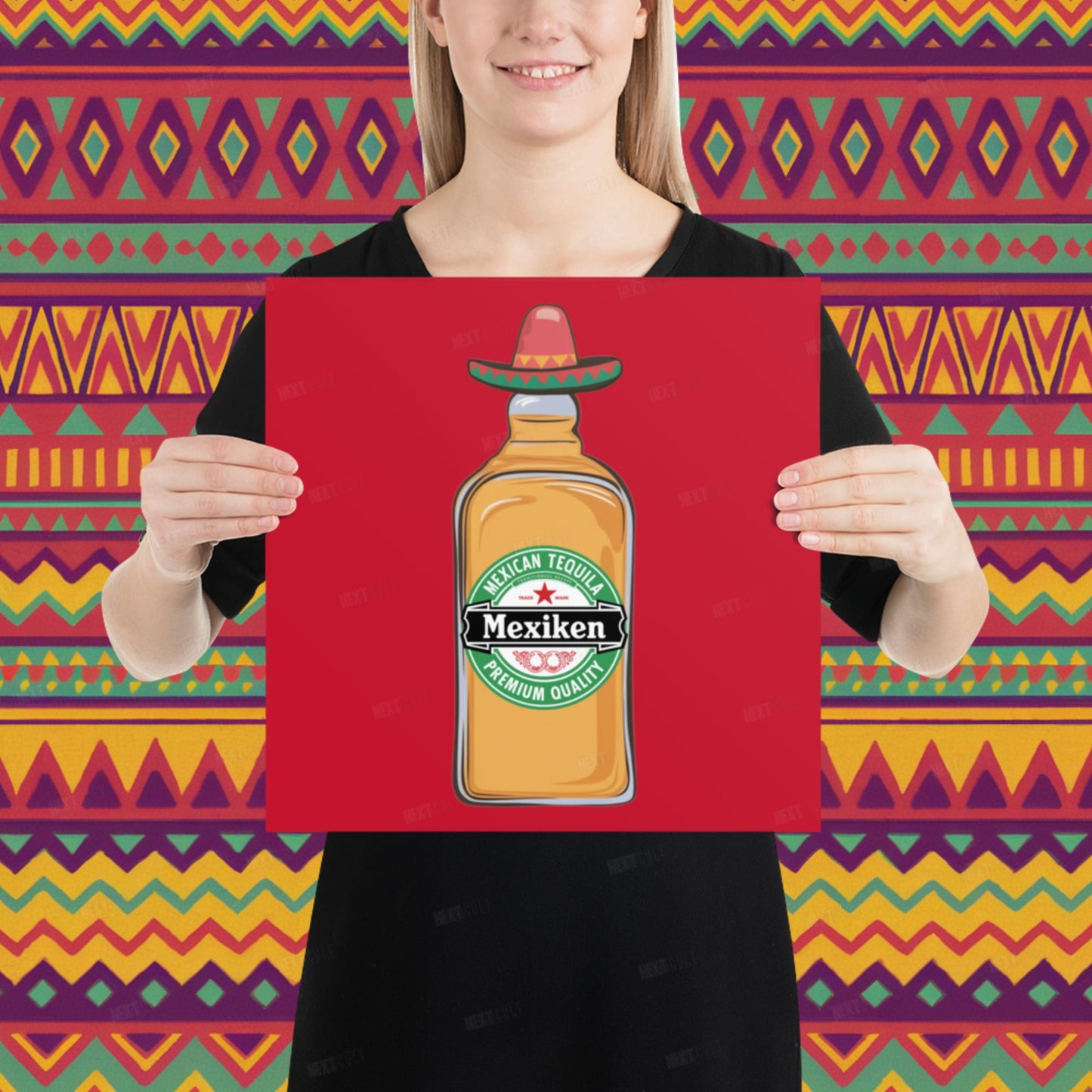 Mexiken Mexican Tequila Funny Heineken Beer Parody Poster 14″×14″ Posters Mexico Next Cult Brand