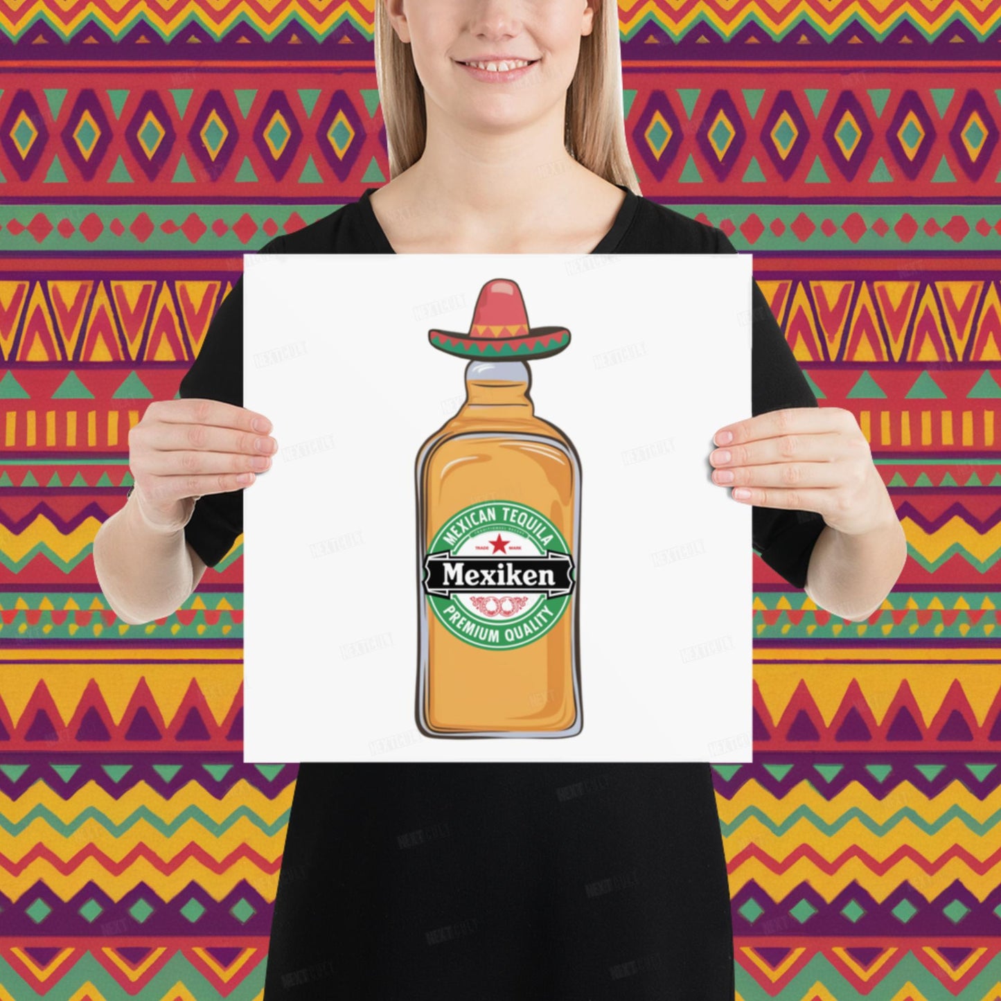 Mexiken Mexican Tequila Funny Heineken Beer Parody Poster 14″×14″ Posters Mexico Next Cult Brand