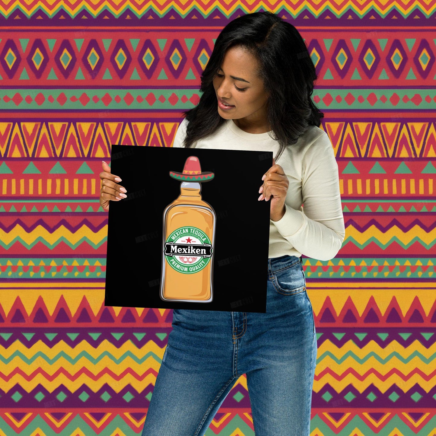Mexiken Mexican Tequila Funny Heineken Beer Parody Poster 12″×12″ Posters Mexico Next Cult Brand