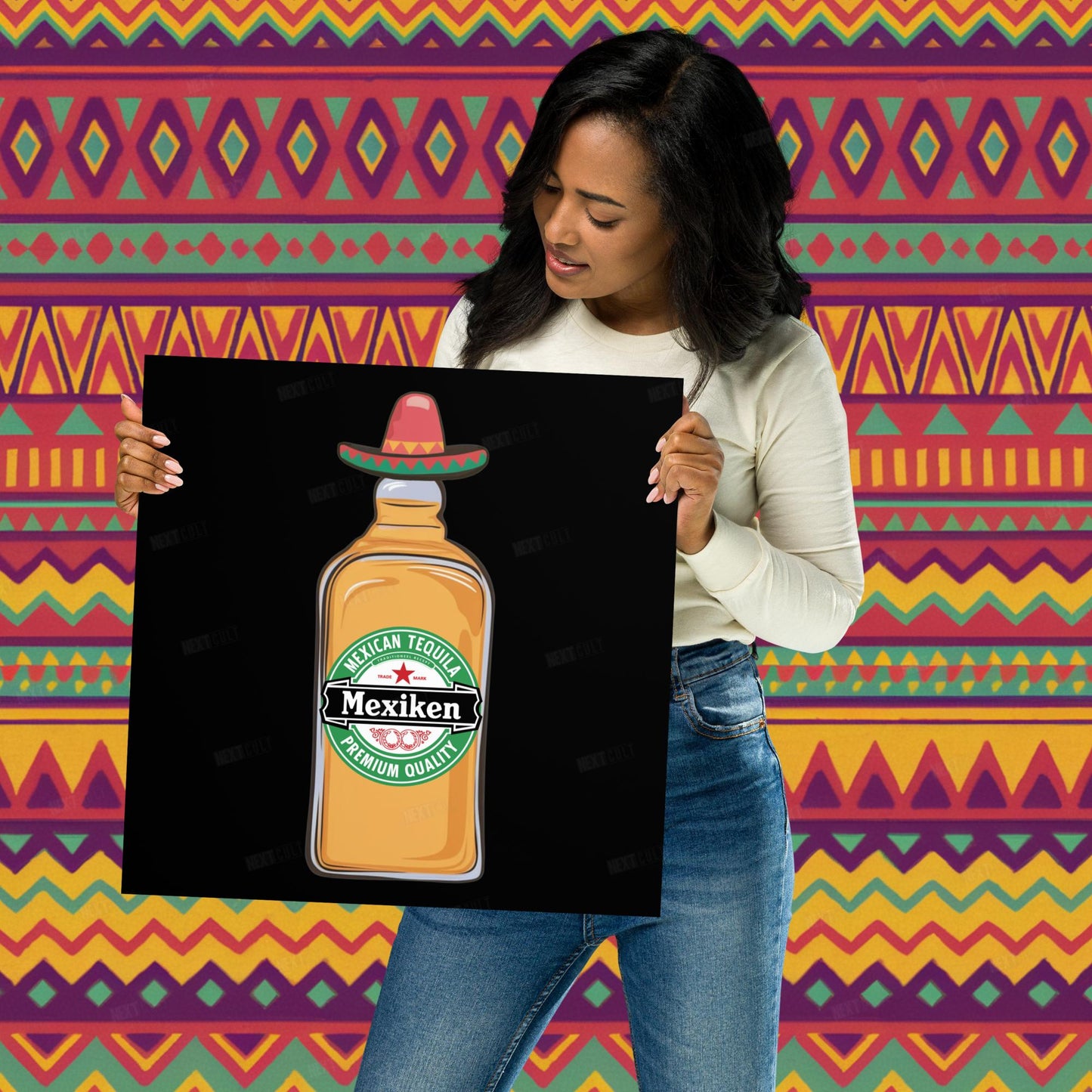 Mexiken Mexican Tequila Funny Heineken Beer Parody Poster 16″×16″ Posters Mexico Next Cult Brand