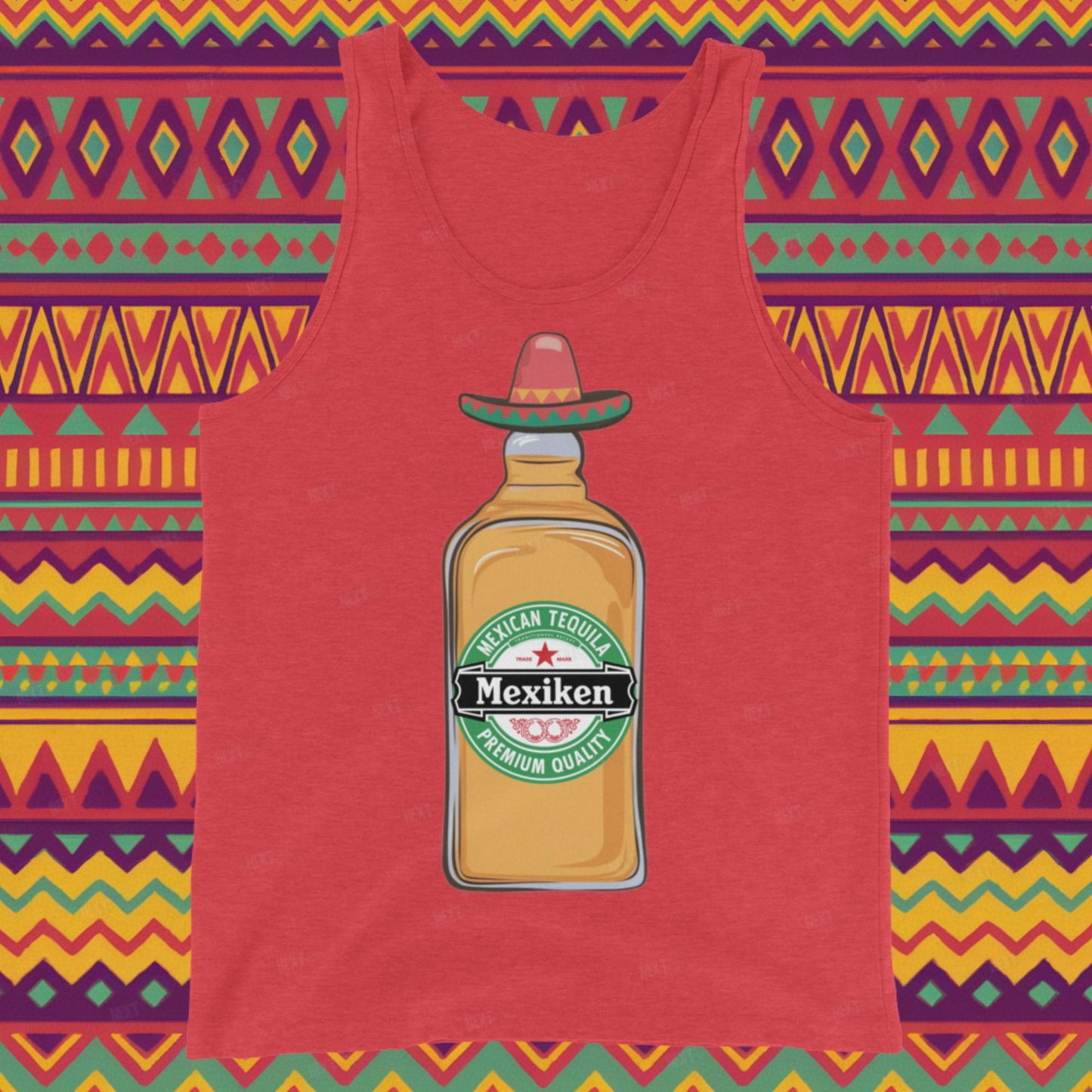 Mexiken Mexican Tequila Funny Heineken Beer Parody Tank Top Red Triblend Tank Tops Mexico Next Cult Brand
