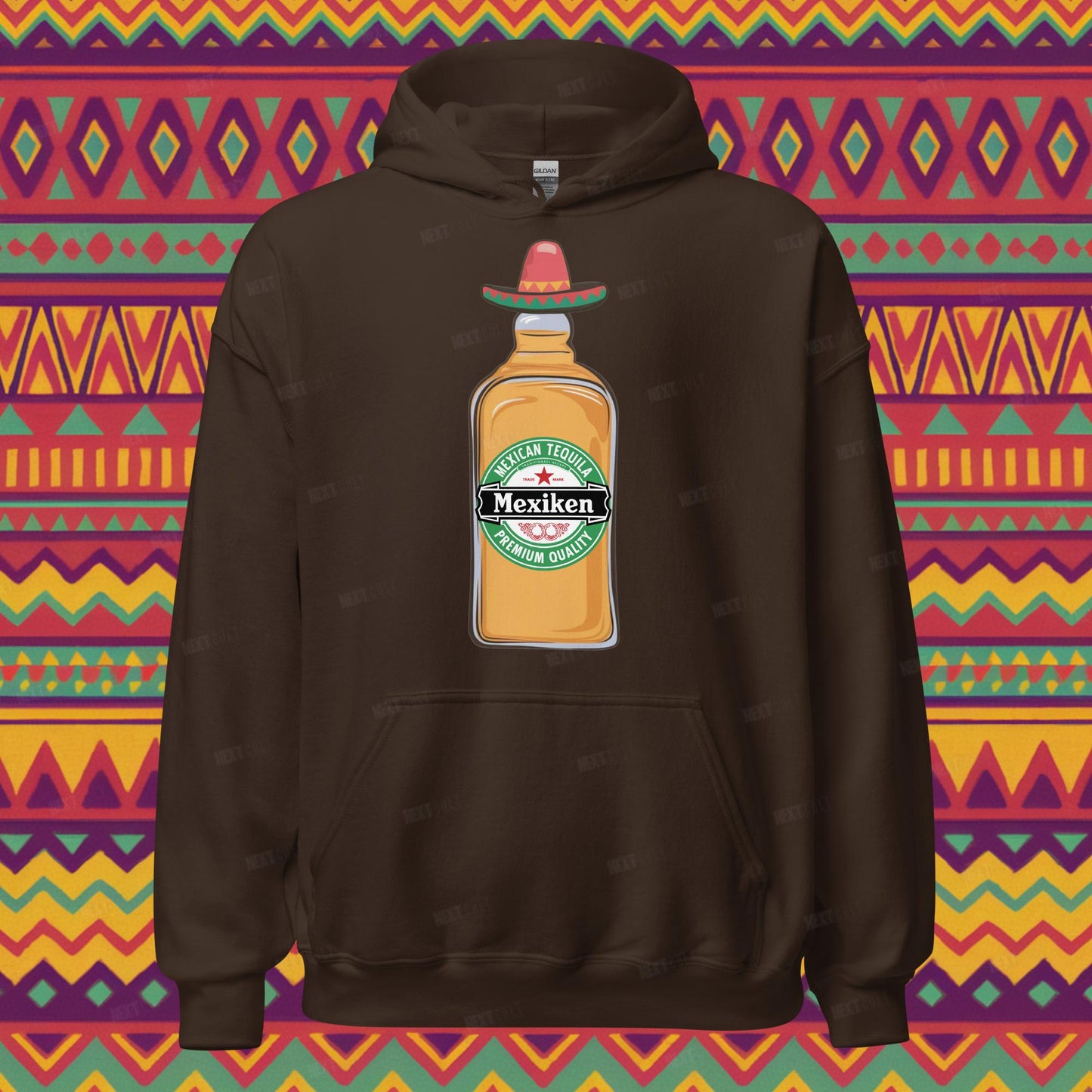 Mexiken Mexican Tequila Funny Heineken Beer Parody Unisex Hoodie Dark Chocolate Hoodies Mexico Next Cult Brand