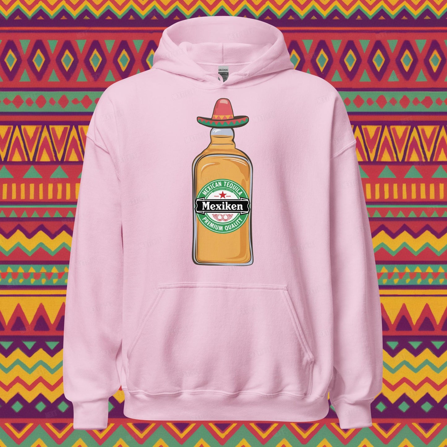 Mexiken Mexican Tequila Funny Heineken Beer Parody Unisex Hoodie Light Pink Hoodies Mexico Next Cult Brand