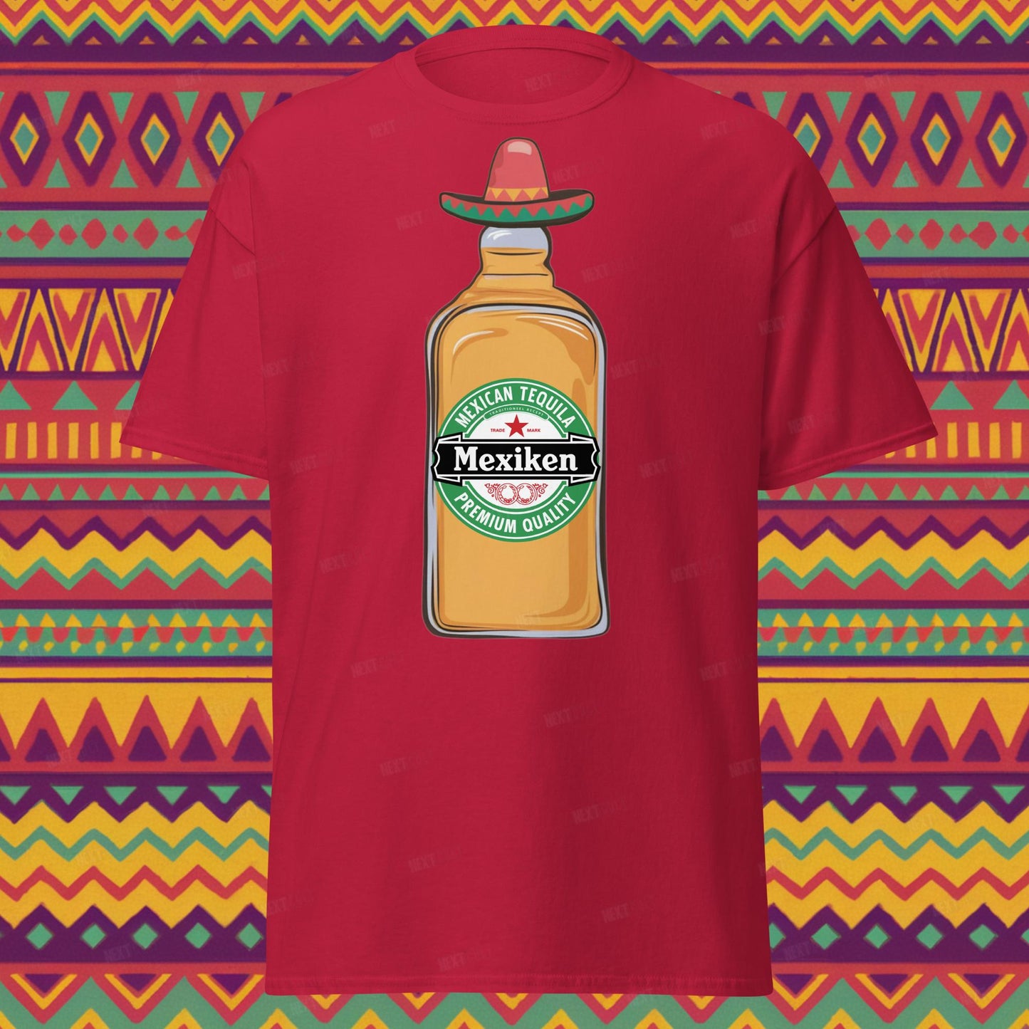 Mexiken Mexican Tequila Funny Heineken Beer Parody Unisex tee Cardinal T-shirts Mexico Next Cult Brand
