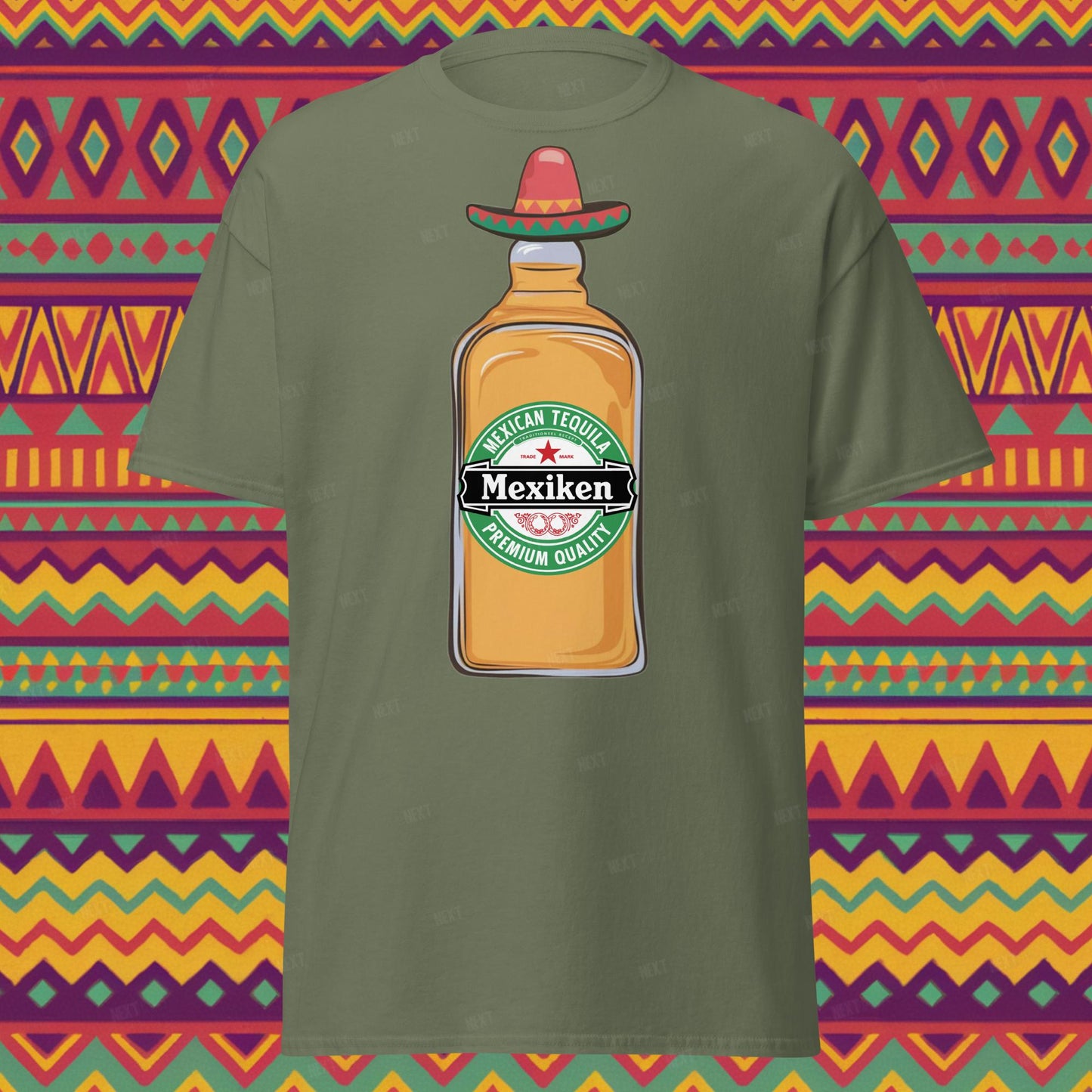 Mexiken Mexican Tequila Funny Heineken Beer Parody Unisex tee Military Green T-shirts Mexico Next Cult Brand