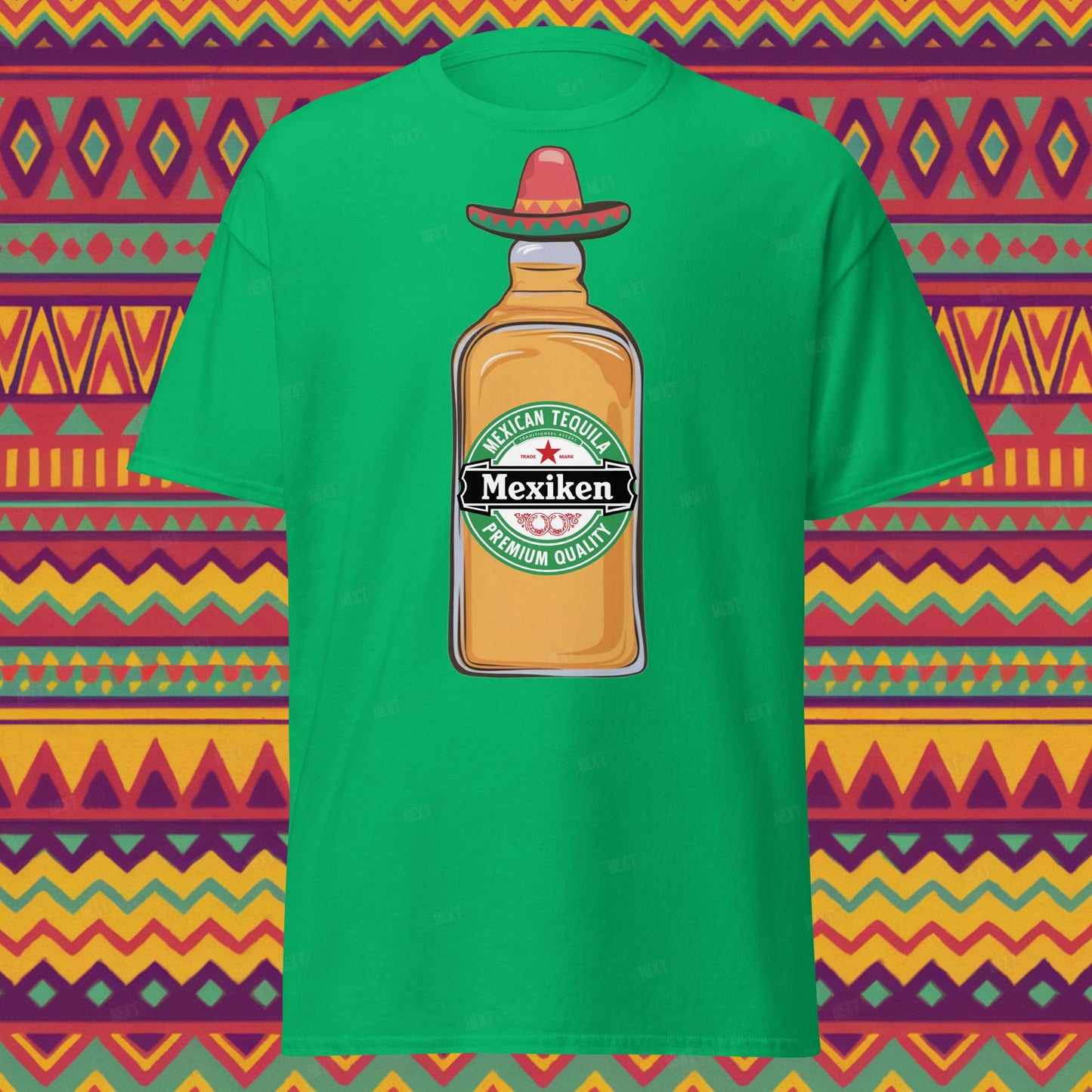 Mexiken Mexican Tequila Funny Heineken Beer Parody Unisex tee Irish Green T-shirts Mexico Next Cult Brand