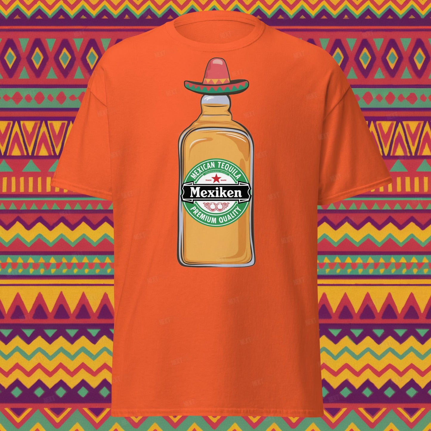 Mexiken Mexican Tequila Funny Heineken Beer Parody Unisex tee Orange T-shirts Mexico Next Cult Brand
