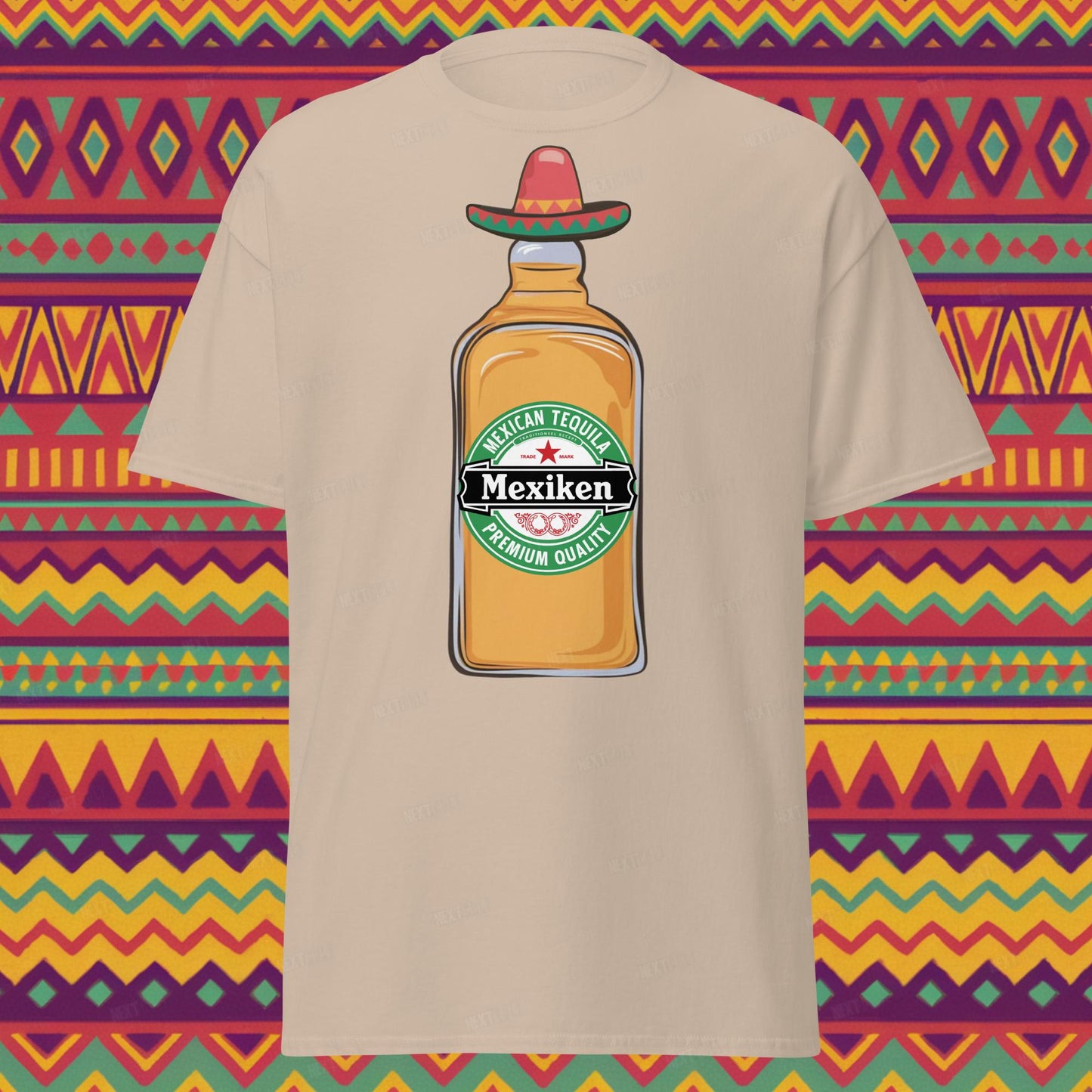 Mexiken Mexican Tequila Funny Heineken Beer Parody Unisex tee Sand T-shirts Mexico Next Cult Brand
