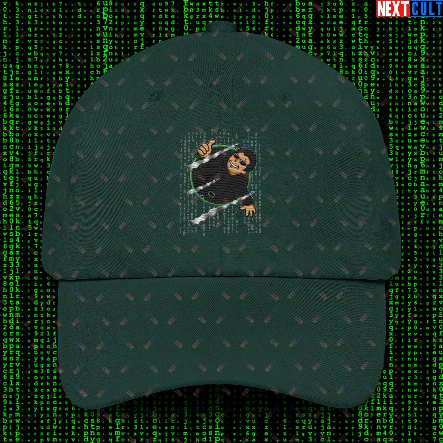 Neo Matrix Vault Boy Fallout Funny Meme Cartoon Mashup Dad hat Spruce Hats Fallout Keanu Reeves Matrix Movies Vault Boy Next Cult Brand