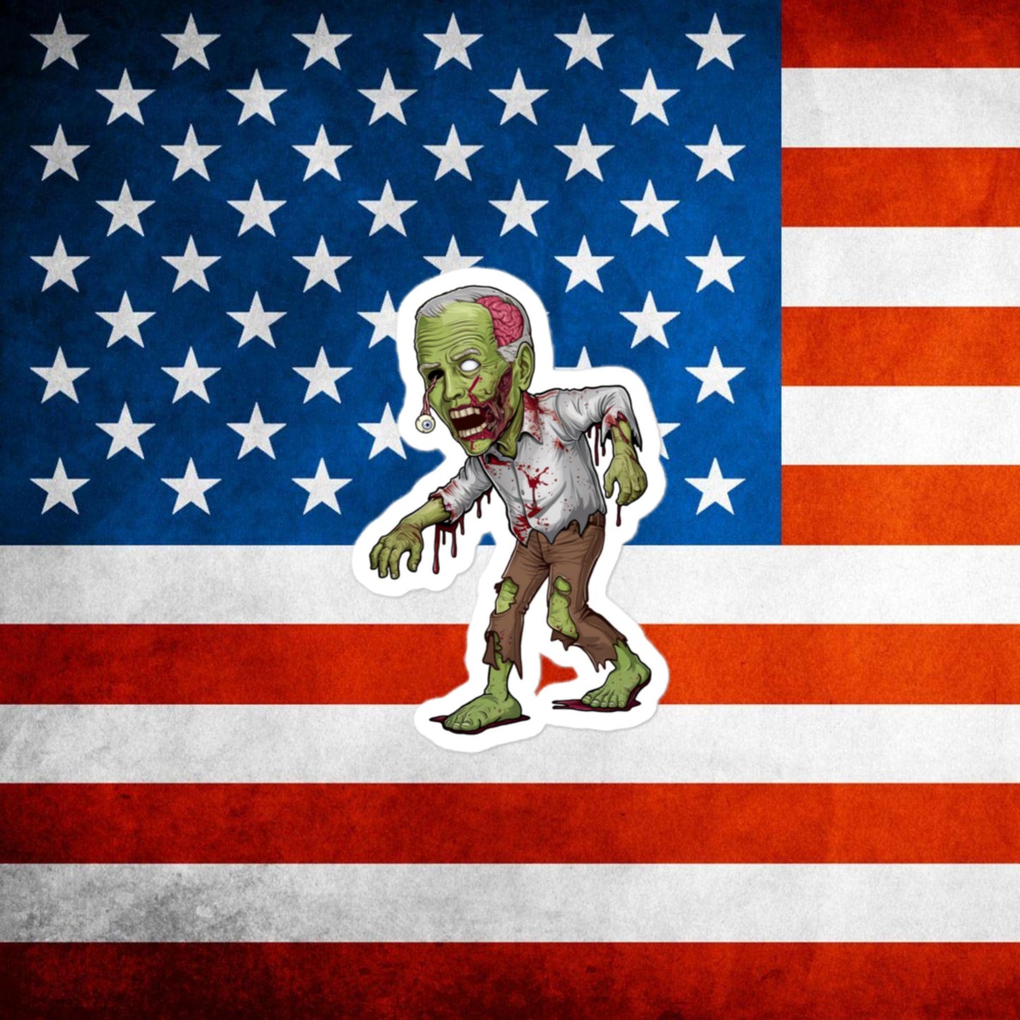 Old Joe Biden Zombie Walking Dead Funny Politics Bubble-free stickers 3″×3″ Stickers Joe Biden Politics TV Shows Walking Dead Zombie Next Cult Brand