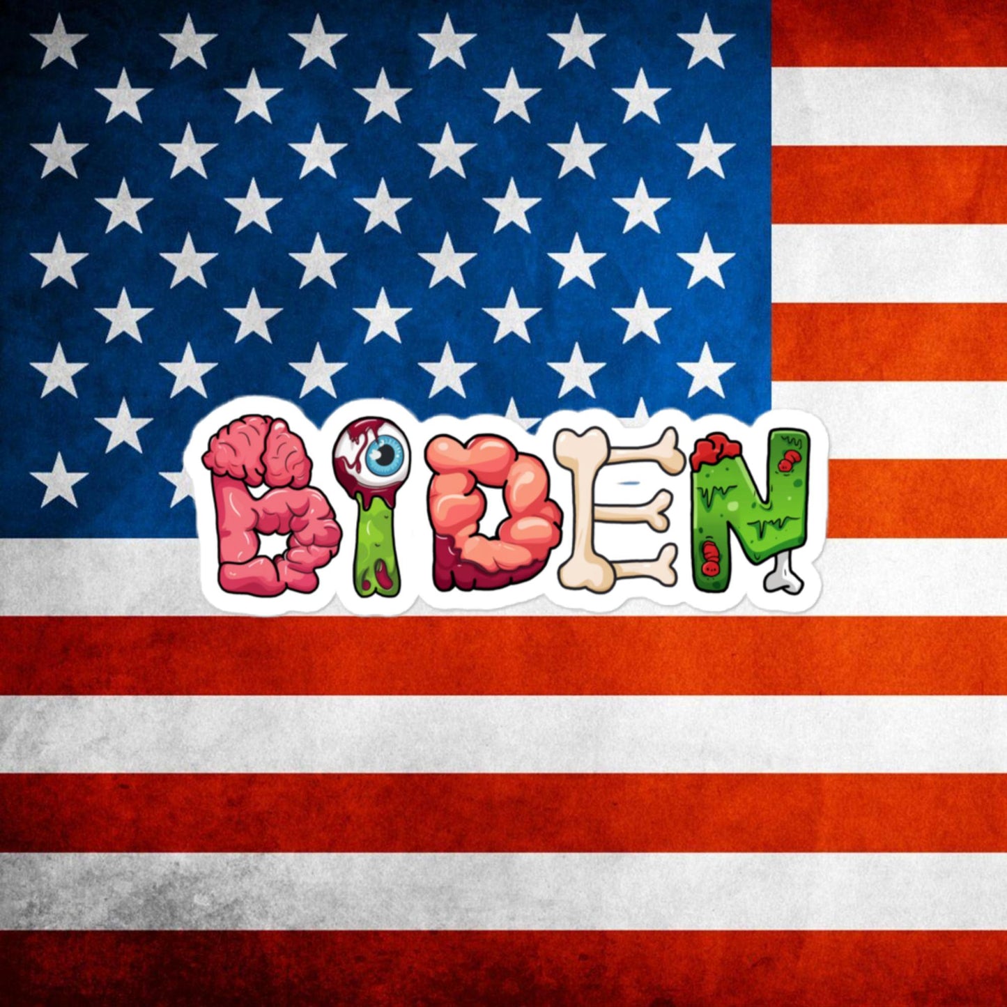 Old Joe Biden Zombie Walking Dead Funny Politics Bubble-free stickers 4″×4″ Stickers Joe Biden Politics TV Shows Walking Dead Zombie Next Cult Brand