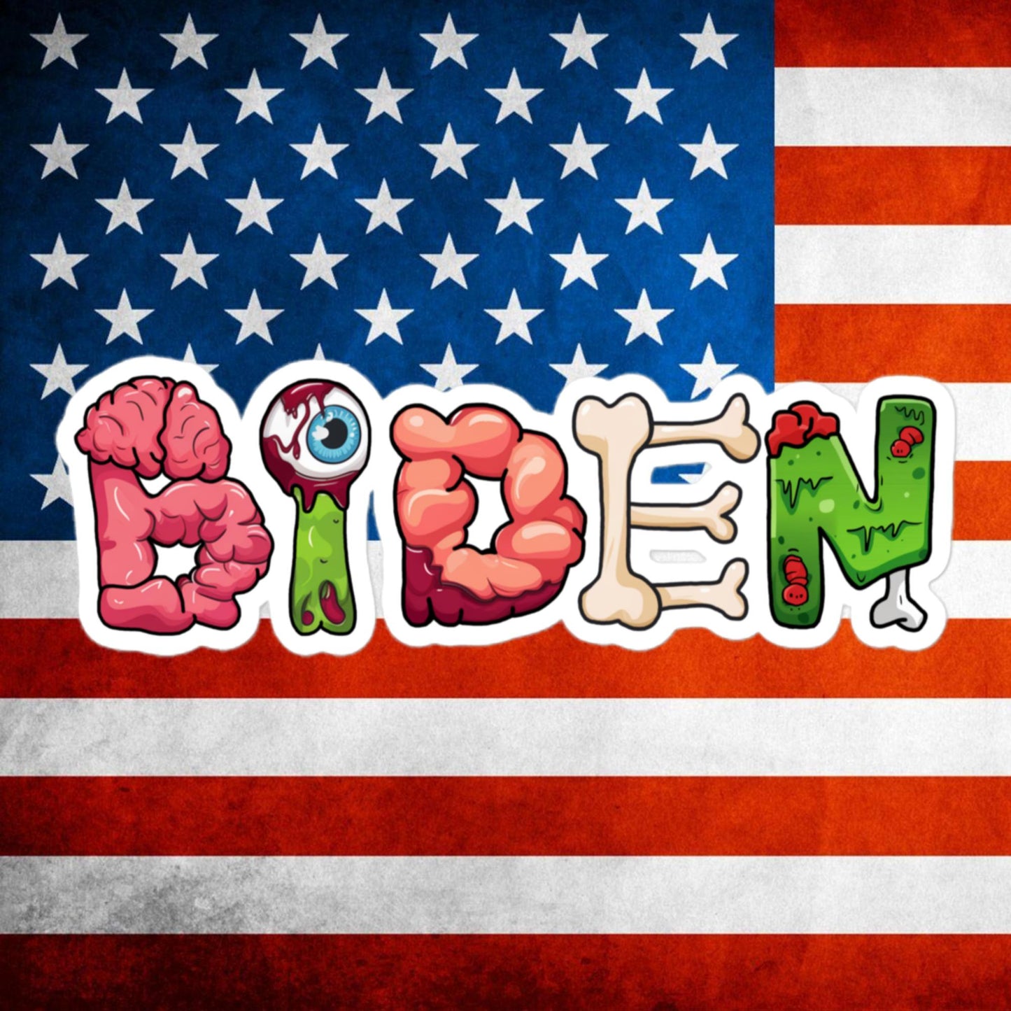 Old Joe Biden Zombie Walking Dead Funny Politics Bubble-free stickers 5.5″×5.5″ Stickers Joe Biden Politics TV Shows Walking Dead Zombie Next Cult Brand