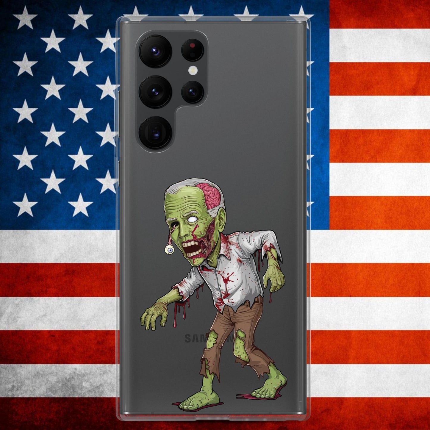 Old Joe Biden Zombie Walking Dead Funny Politics Clear Case for Samsung Samsung Galaxy S22 Ultra Mobile Phone Cases Joe Biden Politics TV Shows Walking Dead Zombie Next Cult Brand