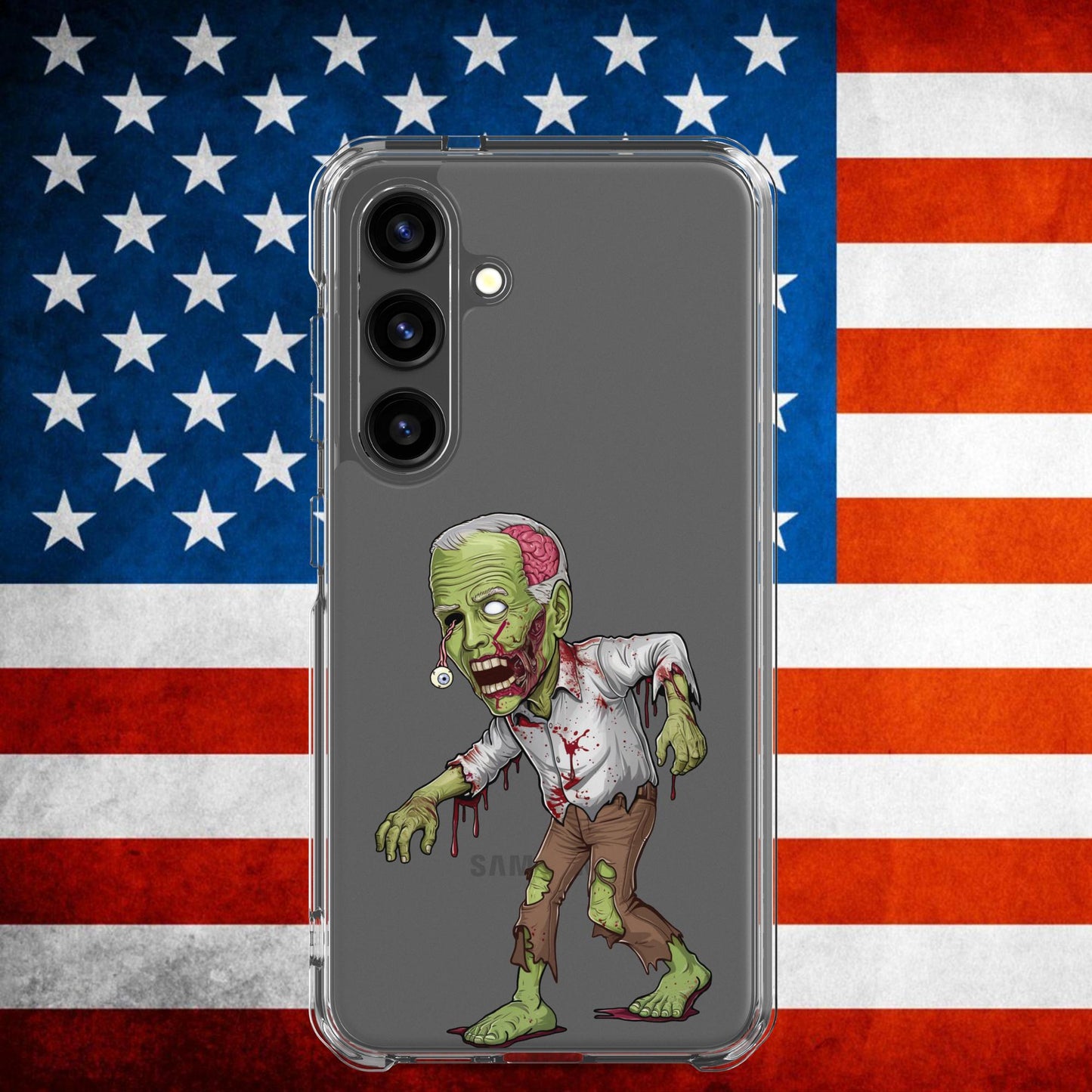 Old Joe Biden Zombie Walking Dead Funny Politics Clear Case for Samsung Samsung Galaxy S24 Mobile Phone Cases Joe Biden Politics TV Shows Walking Dead Zombie Next Cult Brand