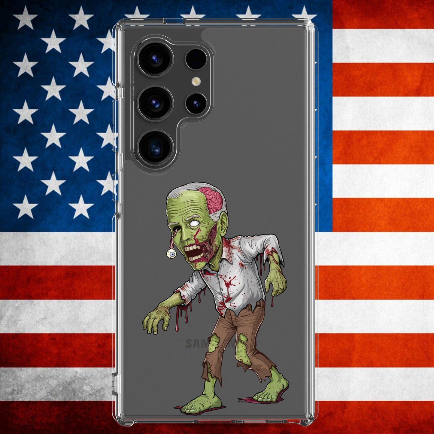 Old Joe Biden Zombie Walking Dead Funny Politics Clear Case for Samsung Samsung Galaxy S24 Ultra Mobile Phone Cases Joe Biden Politics TV Shows Walking Dead Zombie Next Cult Brand