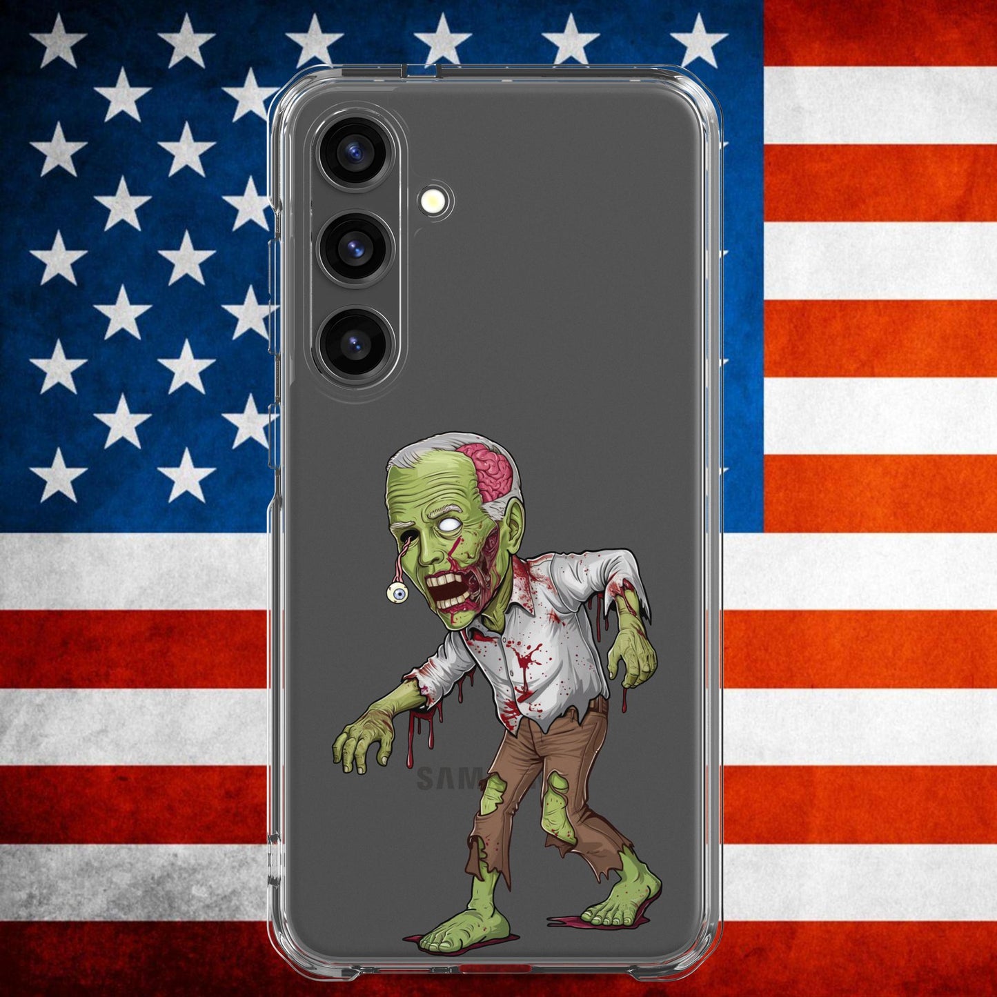 Old Joe Biden Zombie Walking Dead Funny Politics Clear Case for Samsung Samsung Galaxy S24 Plus Mobile Phone Cases Joe Biden Politics TV Shows Walking Dead Zombie Next Cult Brand