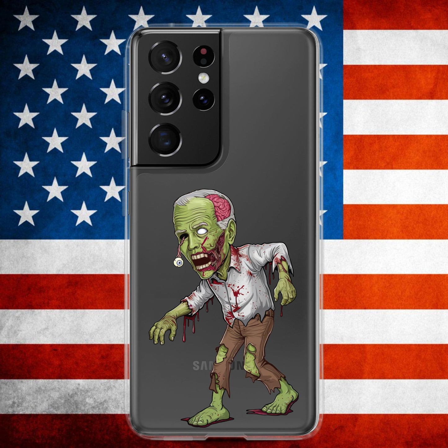 Old Joe Biden Zombie Walking Dead Funny Politics Clear Case for Samsung Samsung Galaxy S21 Ultra Mobile Phone Cases Joe Biden Politics TV Shows Walking Dead Zombie Next Cult Brand