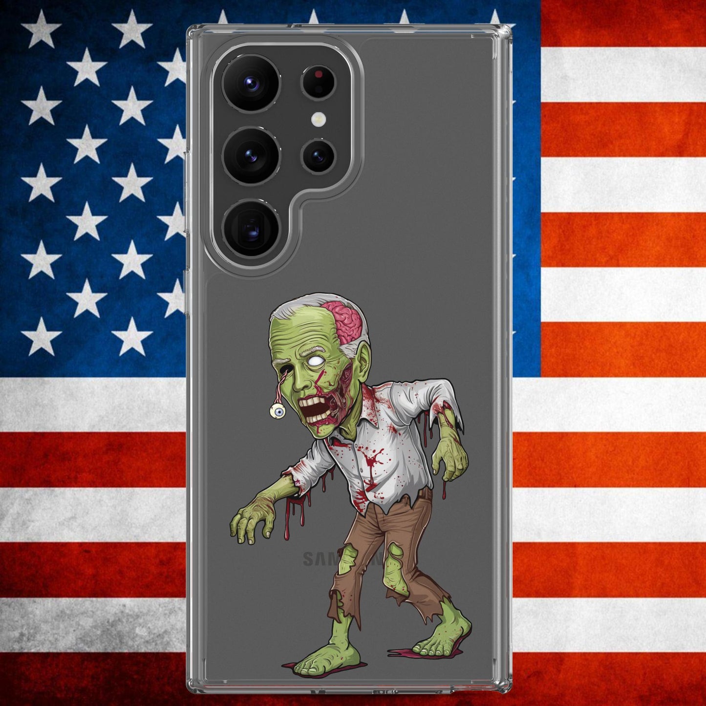 Old Joe Biden Zombie Walking Dead Funny Politics Clear Case for Samsung Samsung Galaxy S23 Ultra Mobile Phone Cases Joe Biden Politics TV Shows Walking Dead Zombie Next Cult Brand