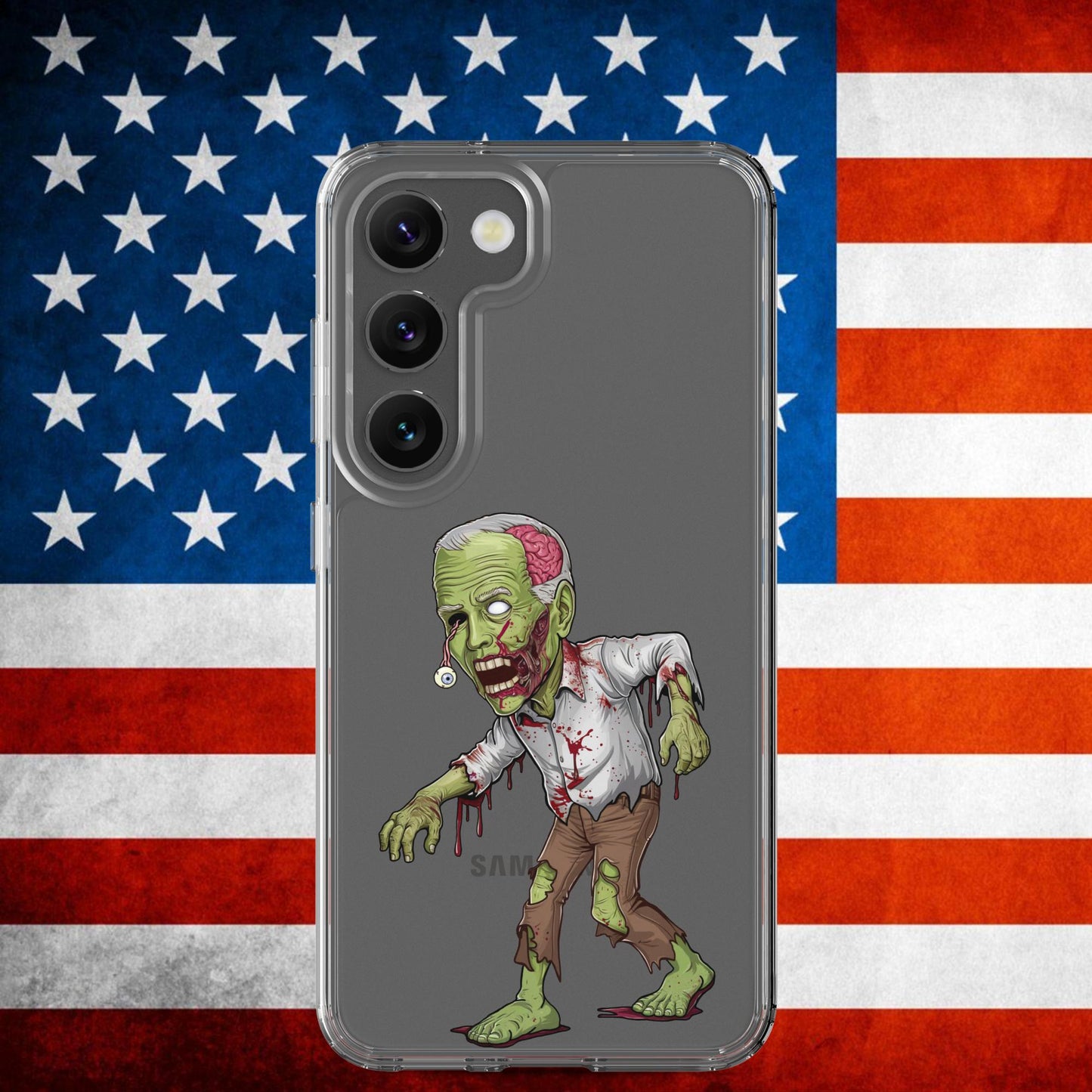 Old Joe Biden Zombie Walking Dead Funny Politics Clear Case for Samsung Samsung Galaxy S23 Mobile Phone Cases Joe Biden Politics TV Shows Walking Dead Zombie Next Cult Brand