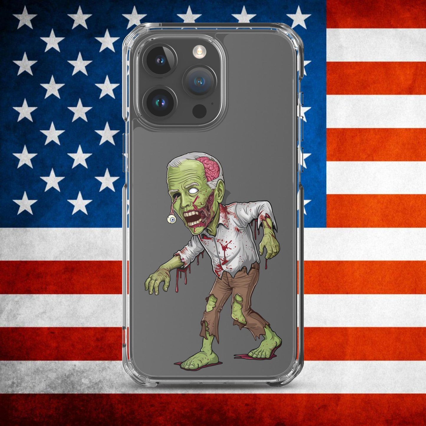 Old Joe Biden Zombie Walking Dead Funny Politics Clear Case for iPhone iPhone 15 Pro Max Mobile Phone Cases Joe Biden Politics TV Shows Walking Dead Zombie Next Cult Brand