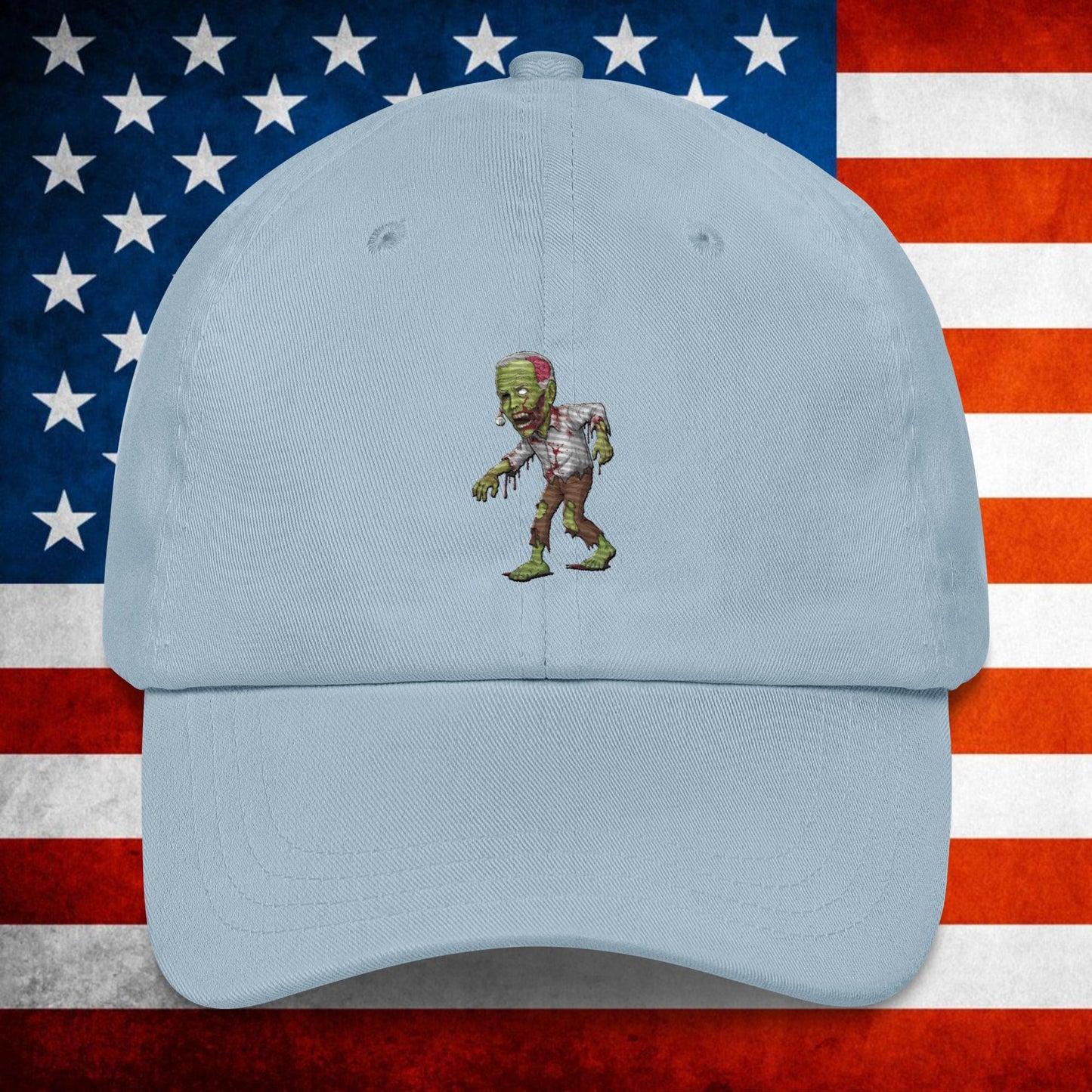 Old Joe Biden Zombie Walking Dead Funny Politics Dad hat Light Blue Hats Joe Biden Politics TV Shows Walking Dead Zombie Next Cult Brand