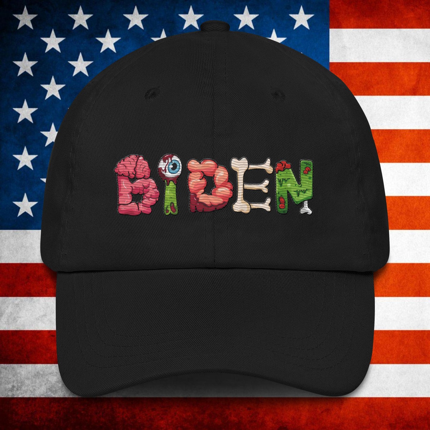 Old Joe Biden Zombie Walking Dead Funny Politics Dad hat Black Hats Joe Biden Politics TV Shows Walking Dead Zombie Next Cult Brand