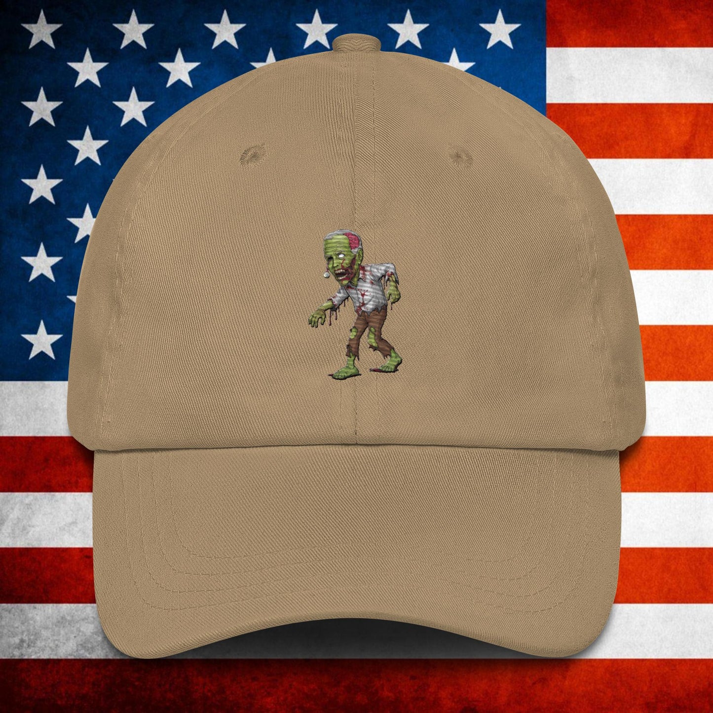 Old Joe Biden Zombie Walking Dead Funny Politics Dad hat Khaki Hats Joe Biden Politics TV Shows Walking Dead Zombie Next Cult Brand