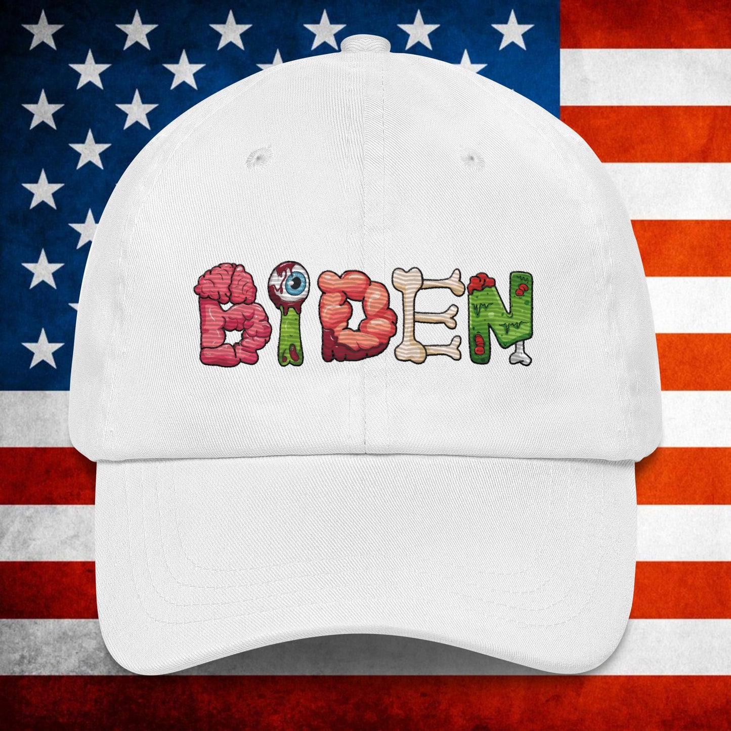Old Joe Biden Zombie Walking Dead Funny Politics Dad hat White Hats Joe Biden Politics TV Shows Walking Dead Zombie Next Cult Brand