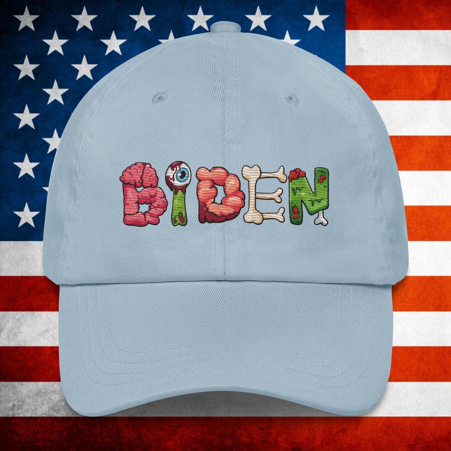 Old Joe Biden Zombie Walking Dead Funny Politics Dad hat Light Blue Hats Joe Biden Politics TV Shows Walking Dead Zombie Next Cult Brand