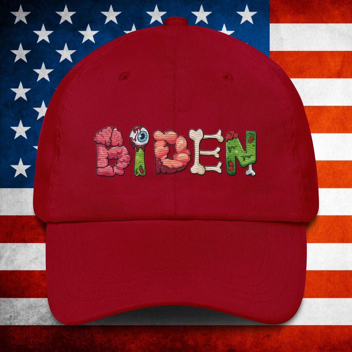 Old Joe Biden Zombie Walking Dead Funny Politics Dad hat Cranberry Hats Joe Biden Politics TV Shows Walking Dead Zombie Next Cult Brand