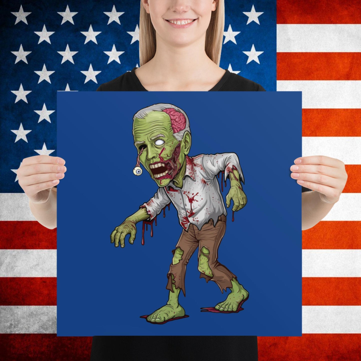 Old Joe Biden Zombie Walking Dead Funny Politics Poster 18″×18″ Posters Joe Biden Politics TV Shows Walking Dead Zombie Next Cult Brand