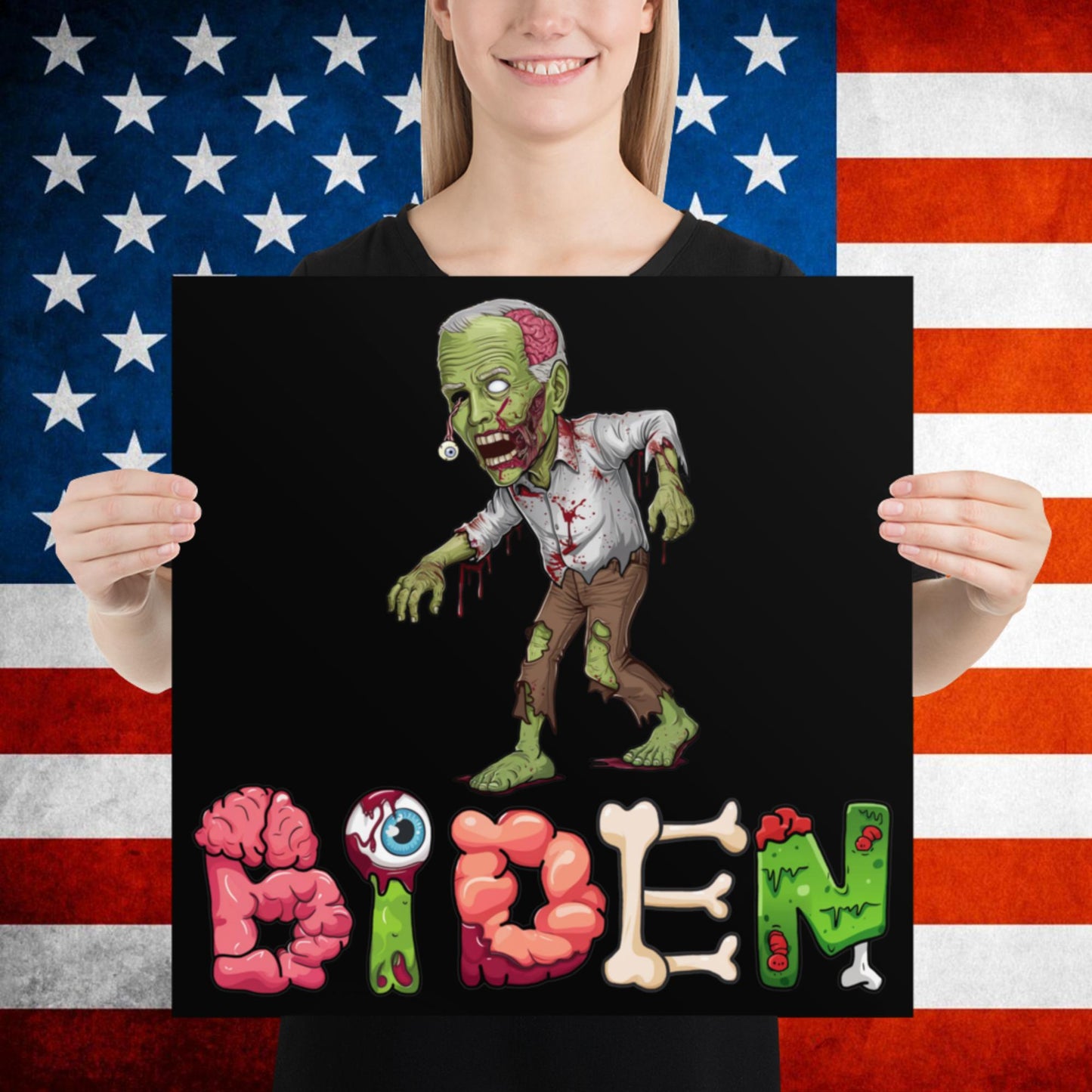 Old Joe Biden Zombie Walking Dead Funny Politics Poster 18″×18″ Posters Joe Biden Politics TV Shows Walking Dead Zombie Next Cult Brand
