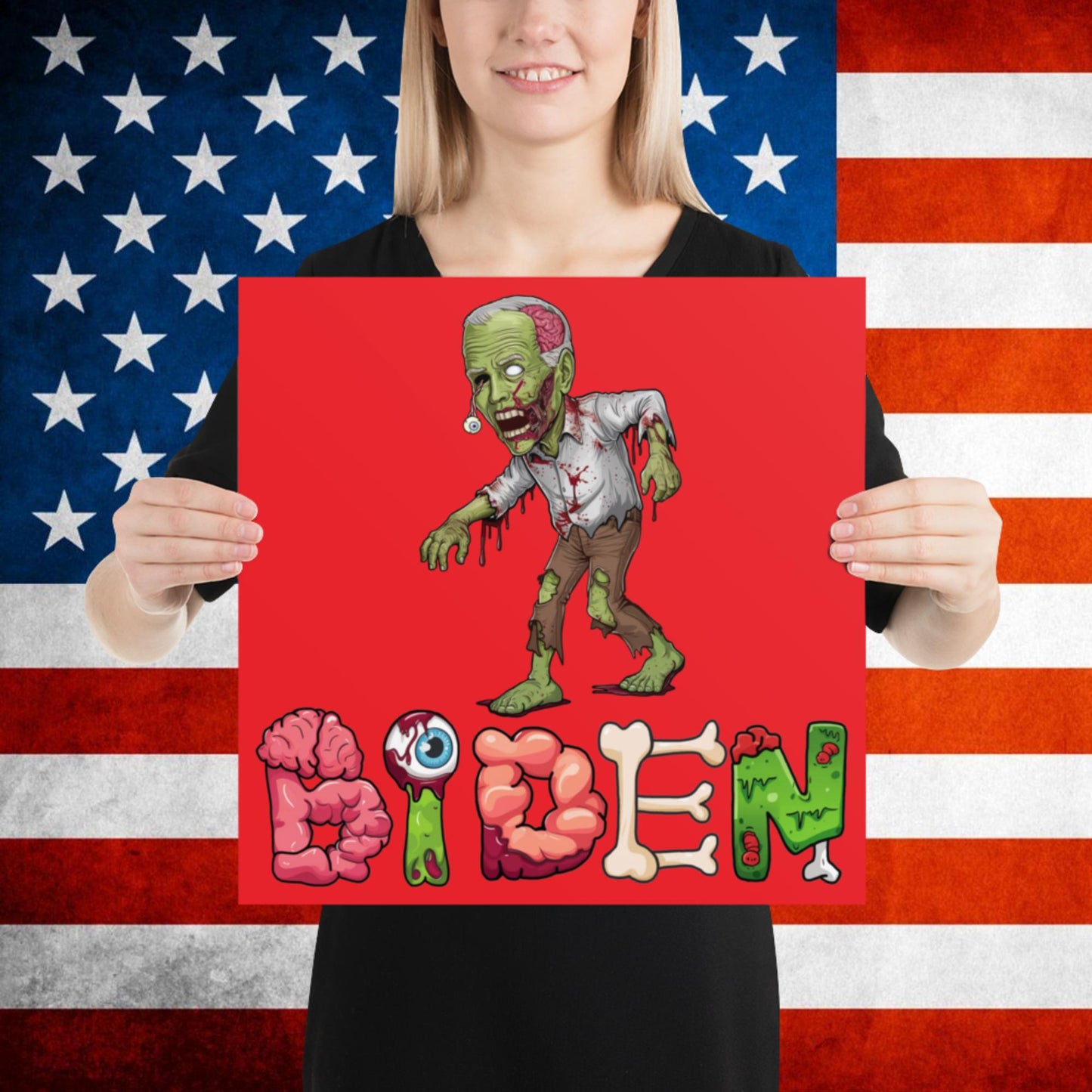 Old Joe Biden Zombie Walking Dead Funny Politics Poster 16″×16″ Posters Joe Biden Politics TV Shows Walking Dead Zombie Next Cult Brand