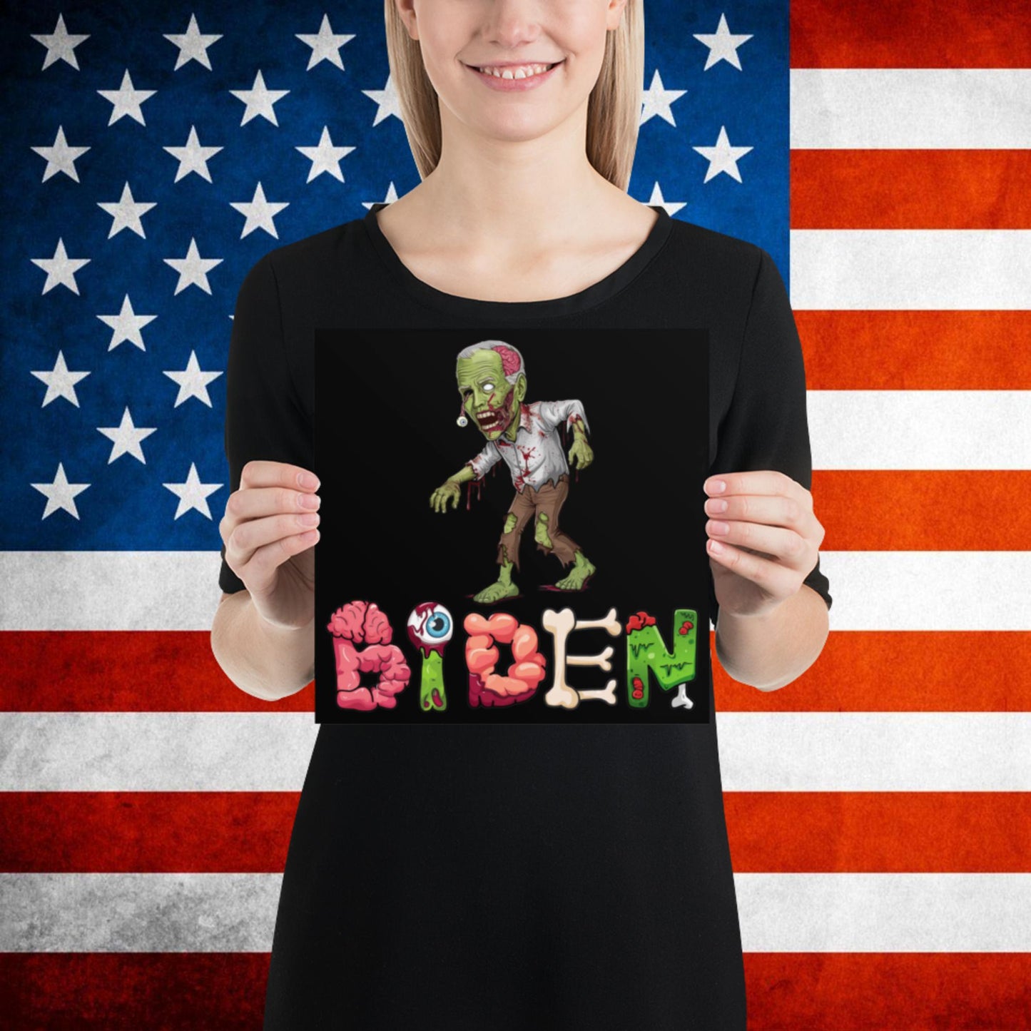 Old Joe Biden Zombie Walking Dead Funny Politics Poster 10″×10″ Posters Joe Biden Politics TV Shows Walking Dead Zombie Next Cult Brand