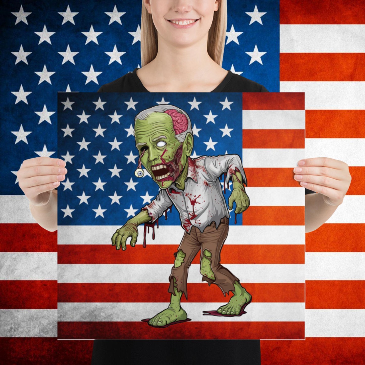 Old Joe Biden Zombie Walking Dead Funny Politics Poster 18″×18″ Posters Joe Biden Politics TV Shows Walking Dead Zombie Next Cult Brand