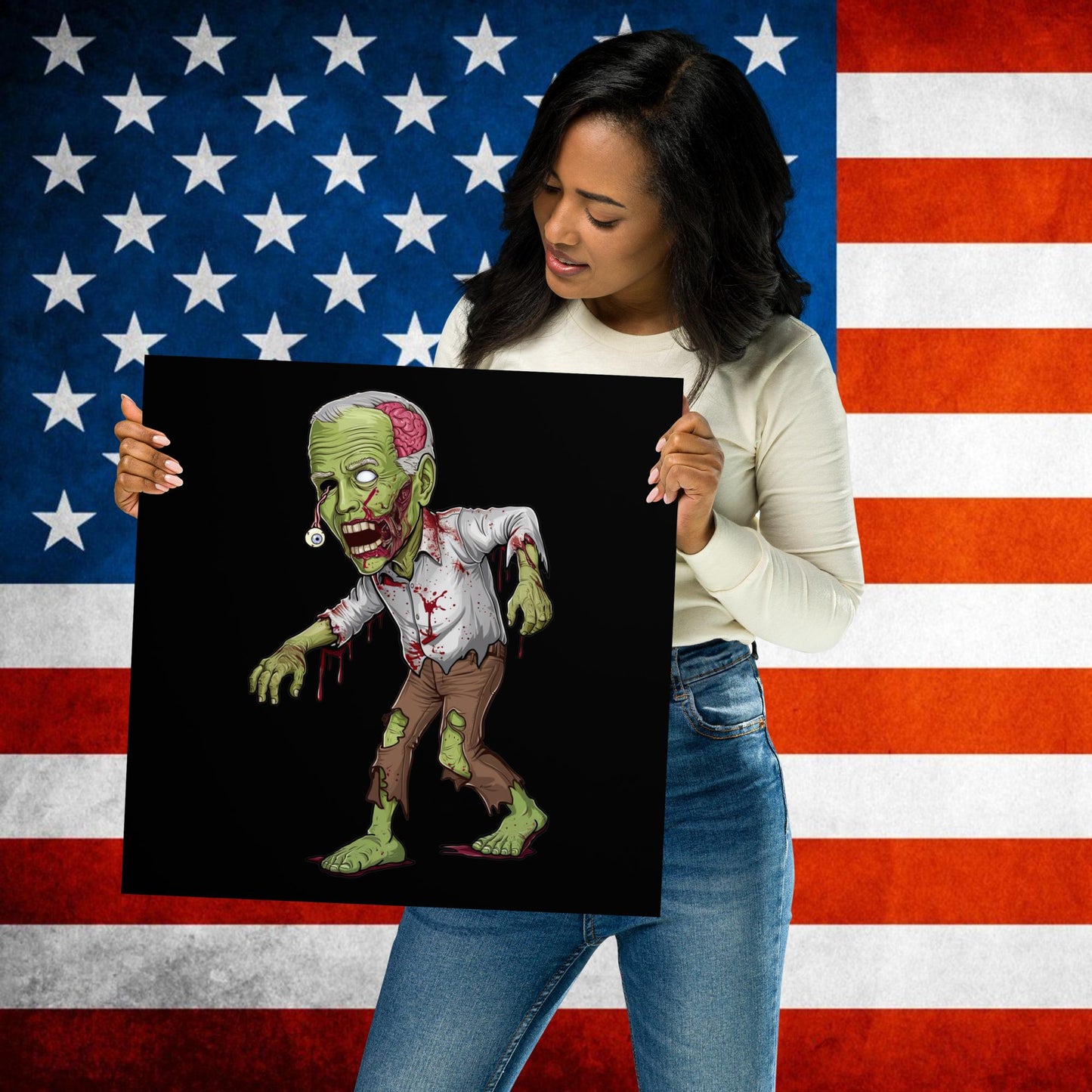 Old Joe Biden Zombie Walking Dead Funny Politics Poster 16″×16″ Posters Joe Biden Politics TV Shows Walking Dead Zombie Next Cult Brand