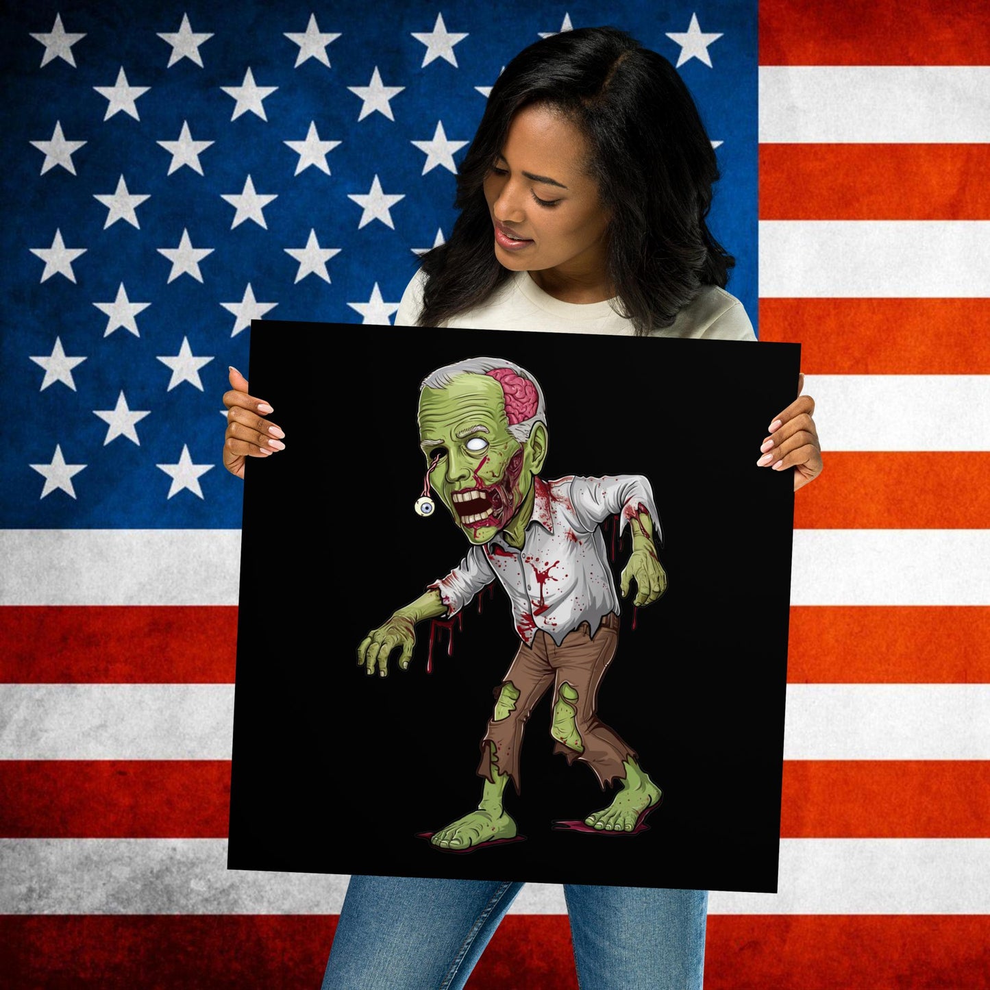 Old Joe Biden Zombie Walking Dead Funny Politics Poster 18″×18″ Posters Joe Biden Politics TV Shows Walking Dead Zombie Next Cult Brand