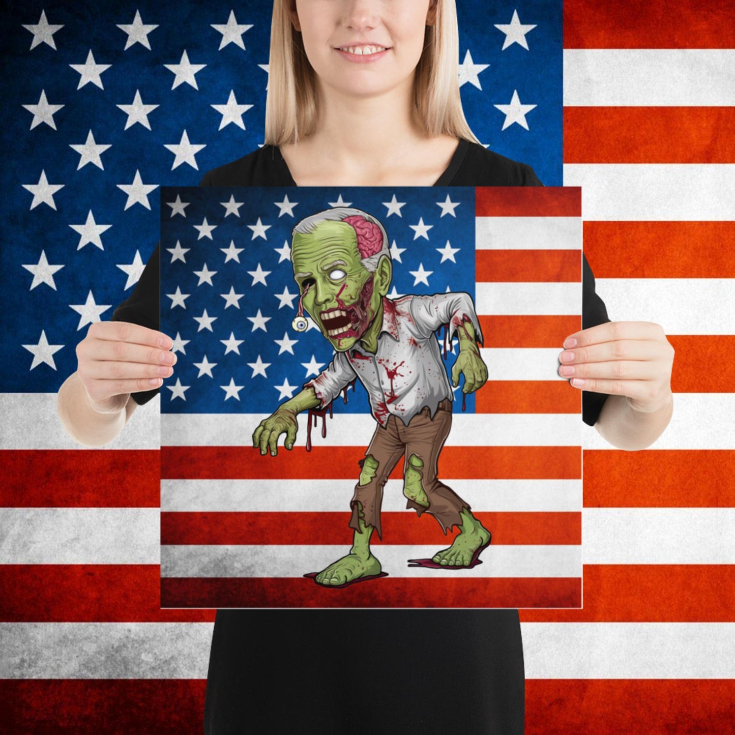 Old Joe Biden Zombie Walking Dead Funny Politics Poster 16″×16″ Posters Joe Biden Politics TV Shows Walking Dead Zombie Next Cult Brand