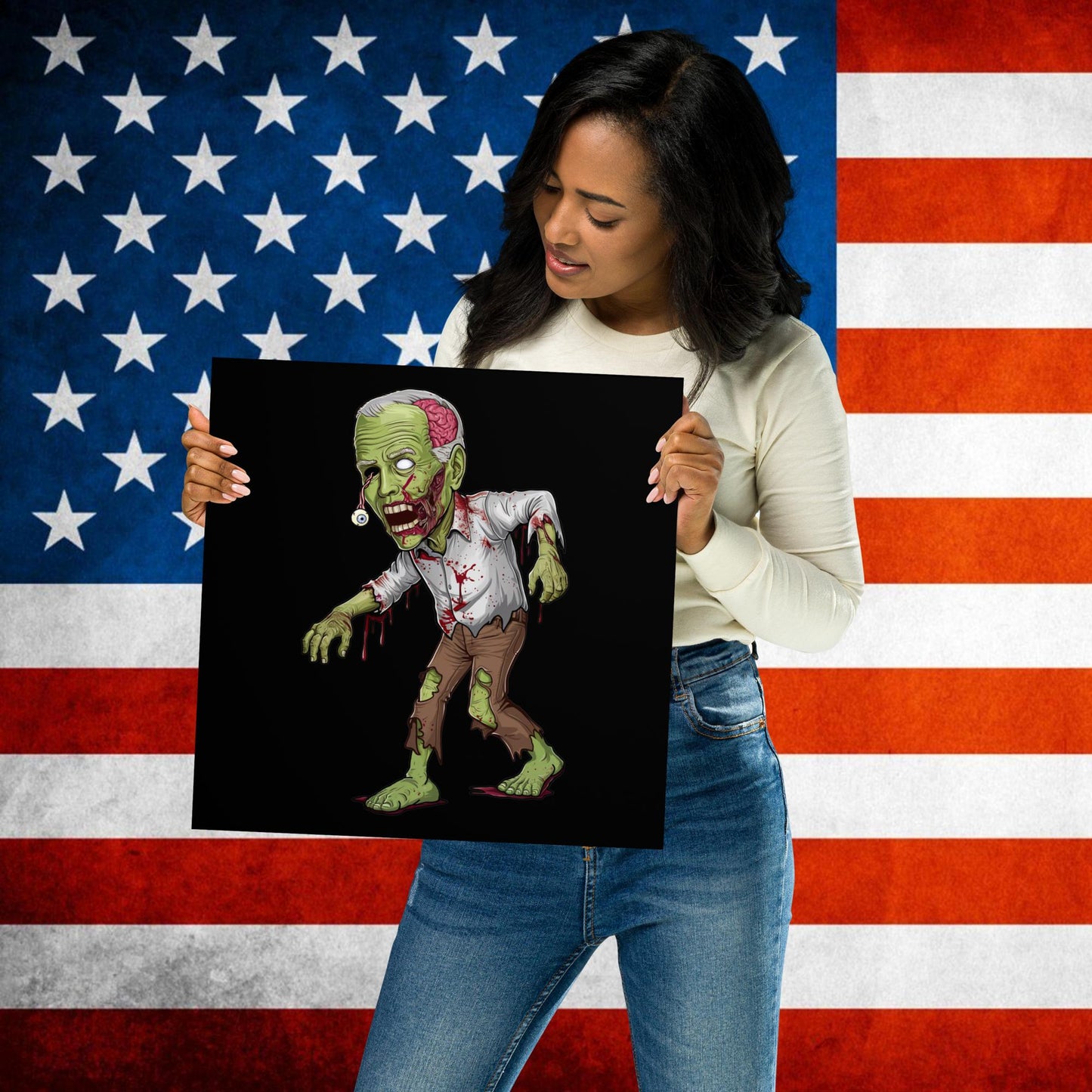 Old Joe Biden Zombie Walking Dead Funny Politics Poster 14″×14″ Posters Joe Biden Politics TV Shows Walking Dead Zombie Next Cult Brand