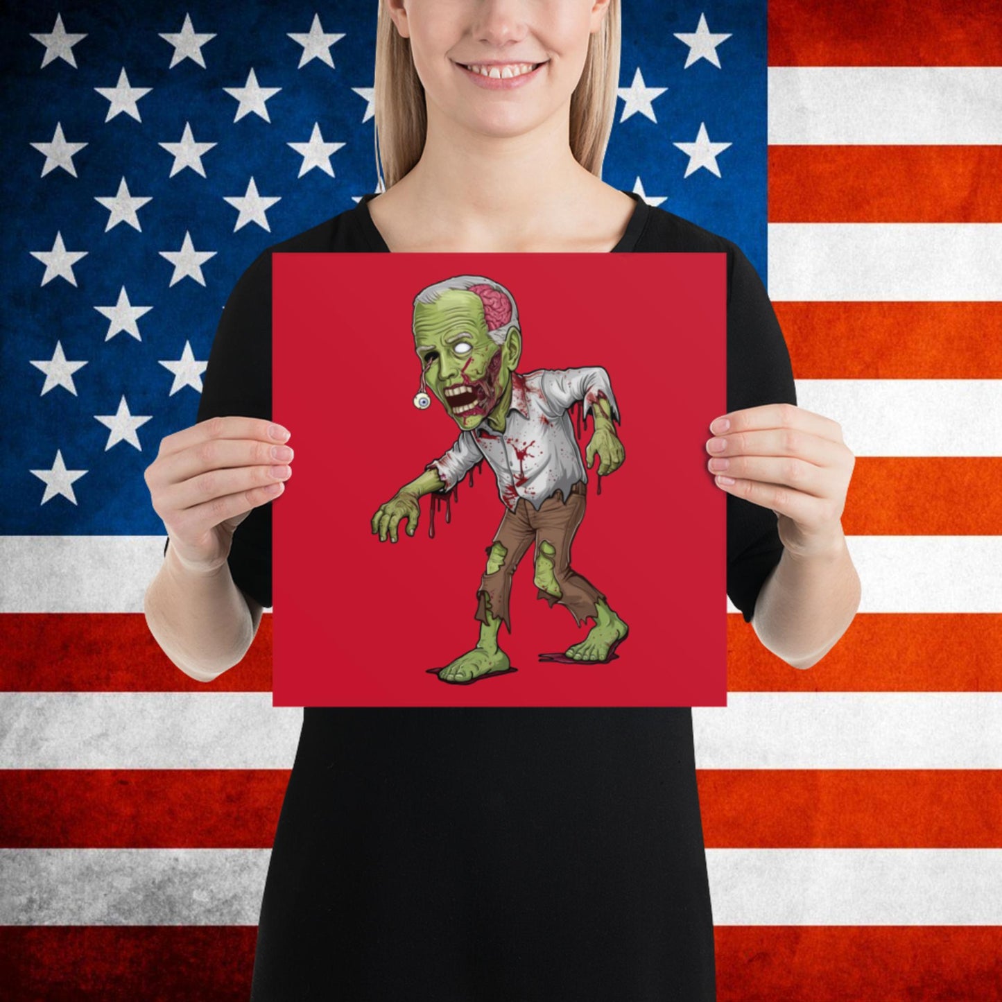 Old Joe Biden Zombie Walking Dead Funny Politics Poster 12″×12″ Posters Joe Biden Politics TV Shows Walking Dead Zombie Next Cult Brand