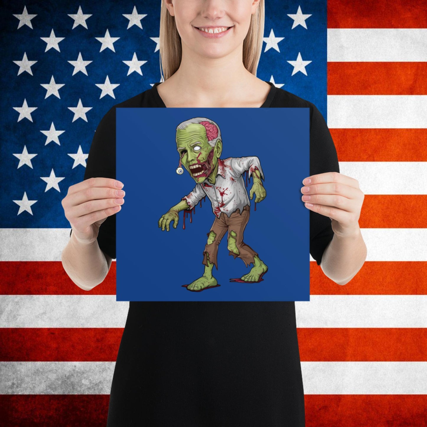 Old Joe Biden Zombie Walking Dead Funny Politics Poster 12″×12″ Posters Joe Biden Politics TV Shows Walking Dead Zombie Next Cult Brand