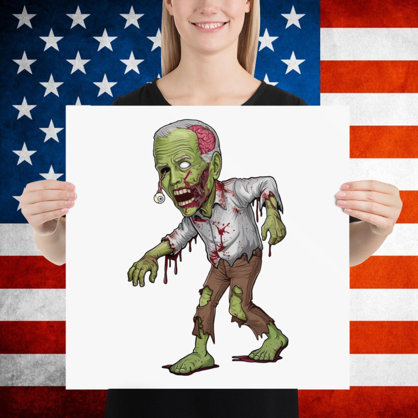 Old Joe Biden Zombie Walking Dead Funny Politics Poster 18″×18″ Posters Joe Biden Politics TV Shows Walking Dead Zombie Next Cult Brand