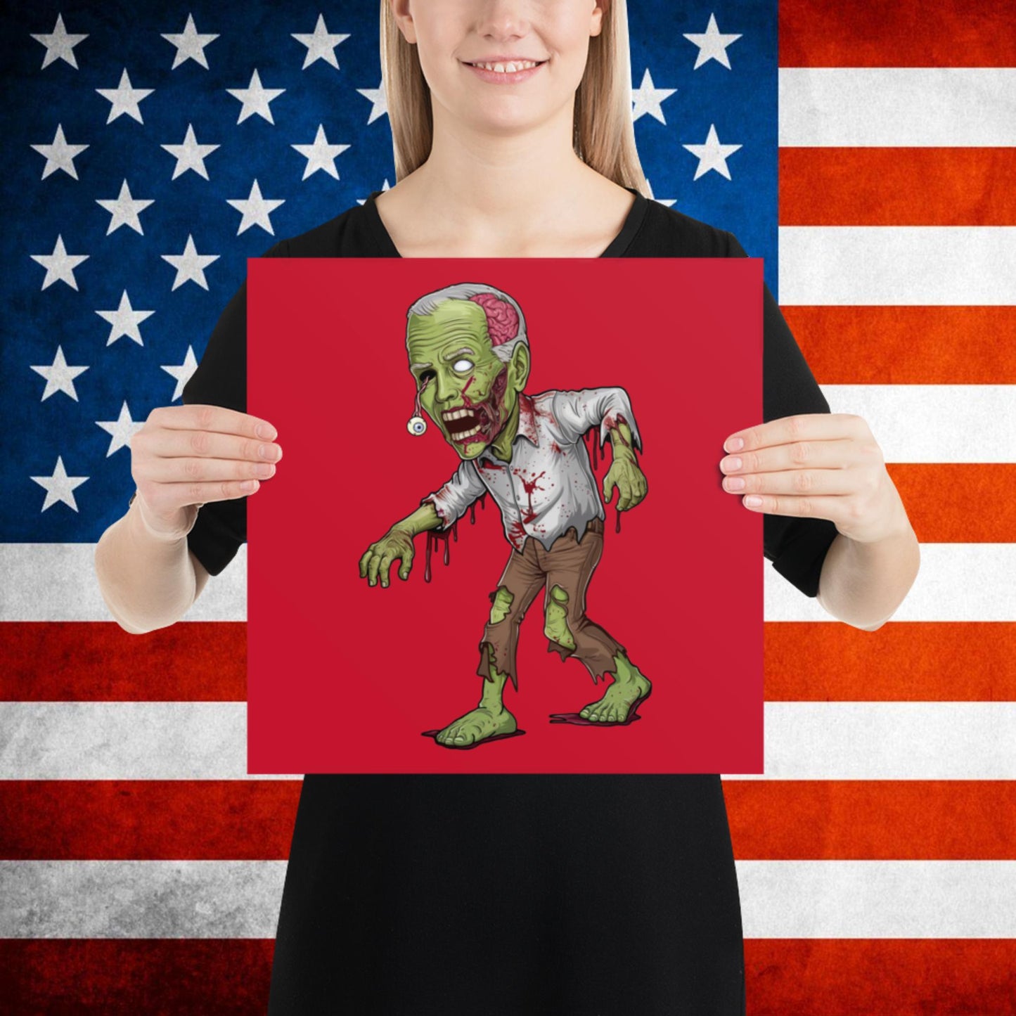 Old Joe Biden Zombie Walking Dead Funny Politics Poster 14″×14″ Posters Joe Biden Politics TV Shows Walking Dead Zombie Next Cult Brand