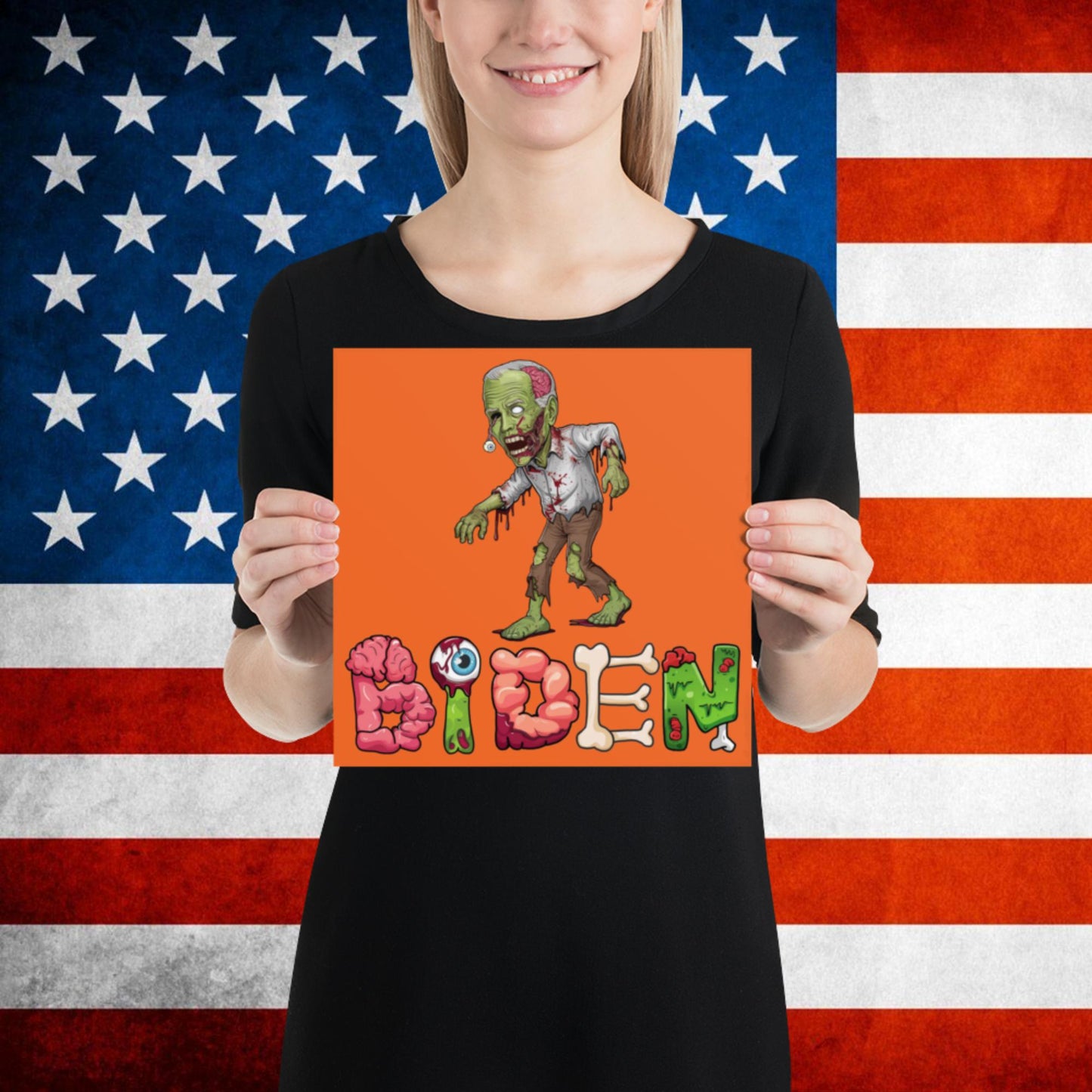 Old Joe Biden Zombie Walking Dead Funny Politics Poster 10″×10″ Posters Joe Biden Politics TV Shows Walking Dead Zombie Next Cult Brand