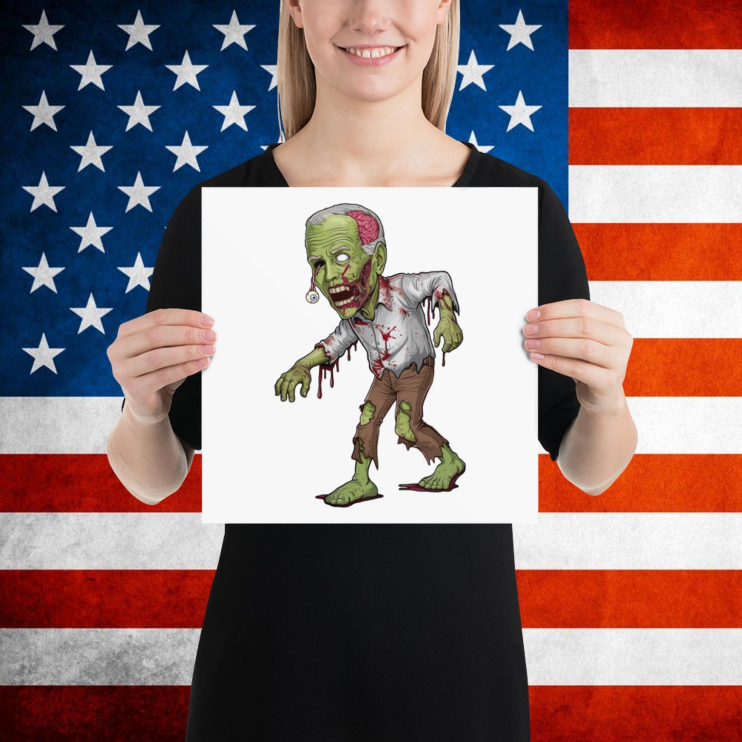 Old Joe Biden Zombie Walking Dead Funny Politics Poster 12″×12″ Posters Joe Biden Politics TV Shows Walking Dead Zombie Next Cult Brand