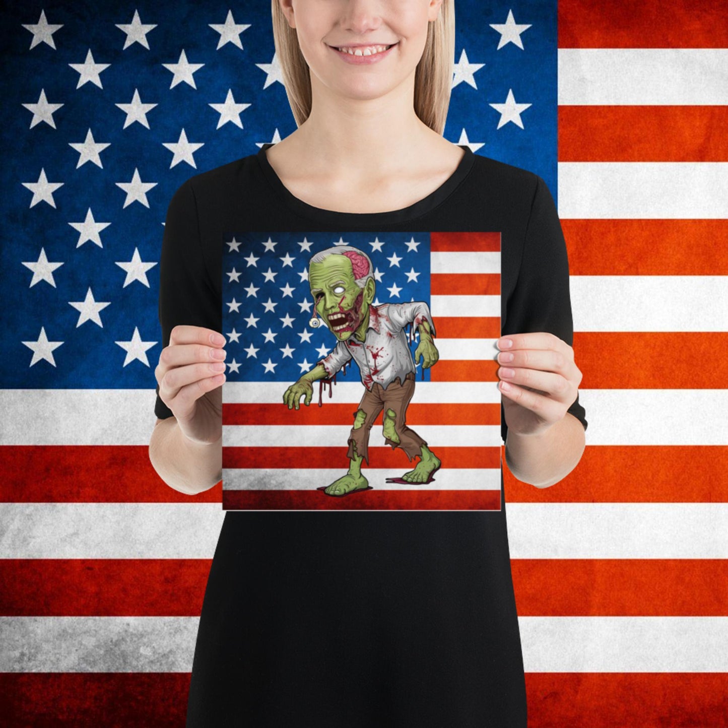 Old Joe Biden Zombie Walking Dead Funny Politics Poster 10″×10″ Posters Joe Biden Politics TV Shows Walking Dead Zombie Next Cult Brand