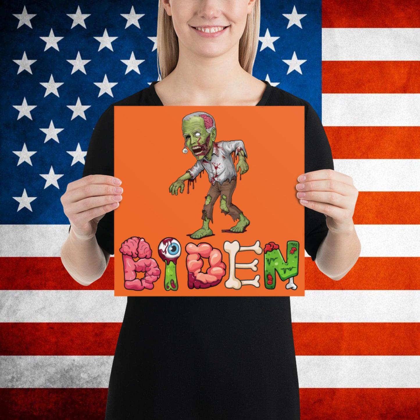 Old Joe Biden Zombie Walking Dead Funny Politics Poster 12″×12″ Posters Joe Biden Politics TV Shows Walking Dead Zombie Next Cult Brand