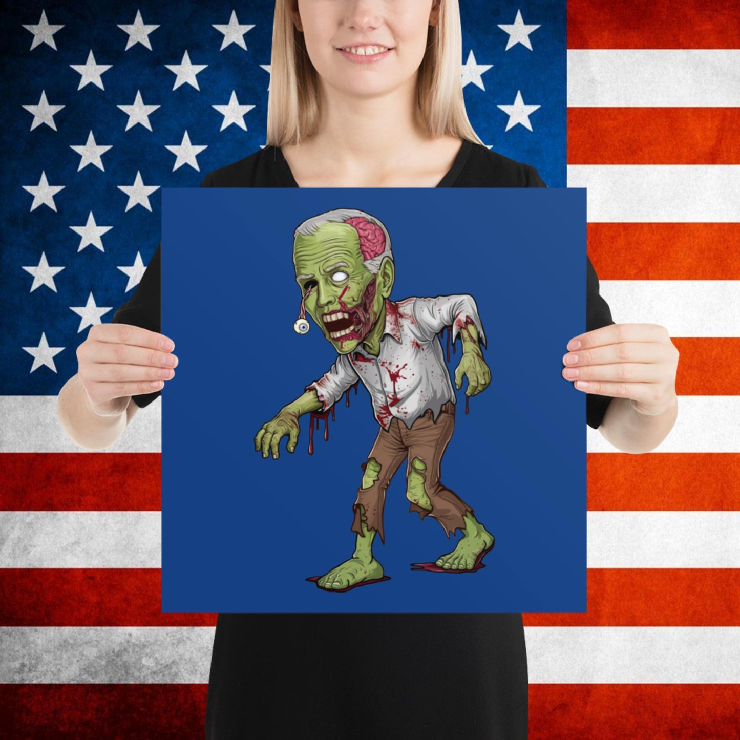Old Joe Biden Zombie Walking Dead Funny Politics Poster 16″×16″ Posters Joe Biden Politics TV Shows Walking Dead Zombie Next Cult Brand