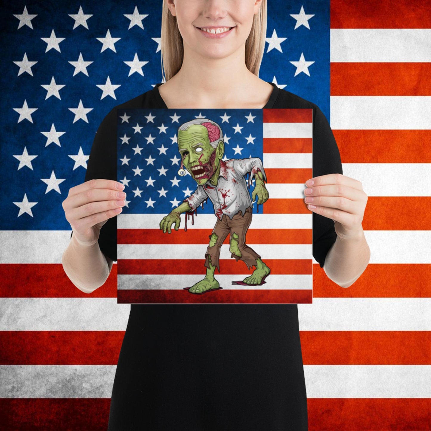 Old Joe Biden Zombie Walking Dead Funny Politics Poster 12″×12″ Posters Joe Biden Politics TV Shows Walking Dead Zombie Next Cult Brand